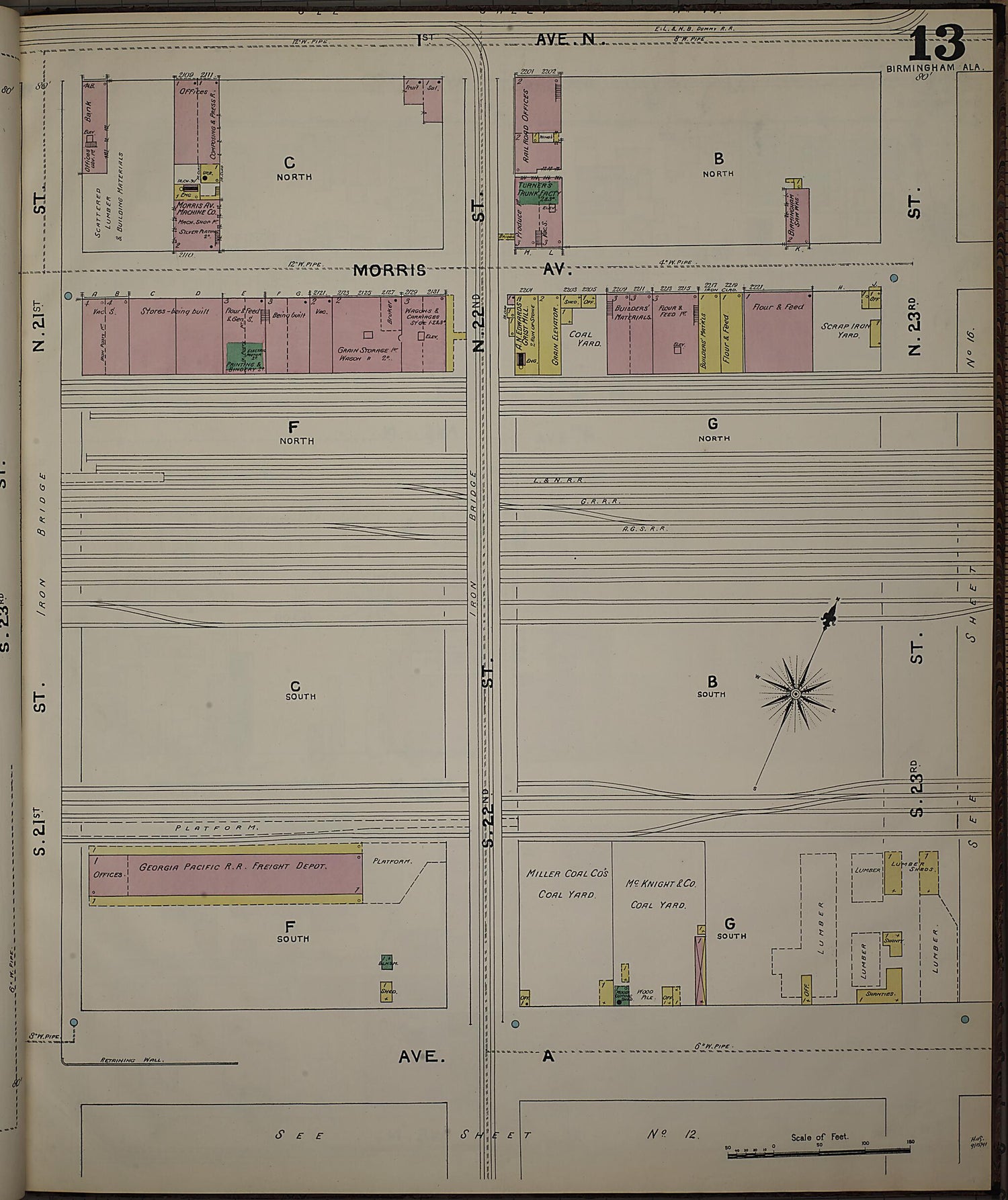 This old map of Birmingham, Jefferson County, Alabama was created by Sanborn Map Company in 1891