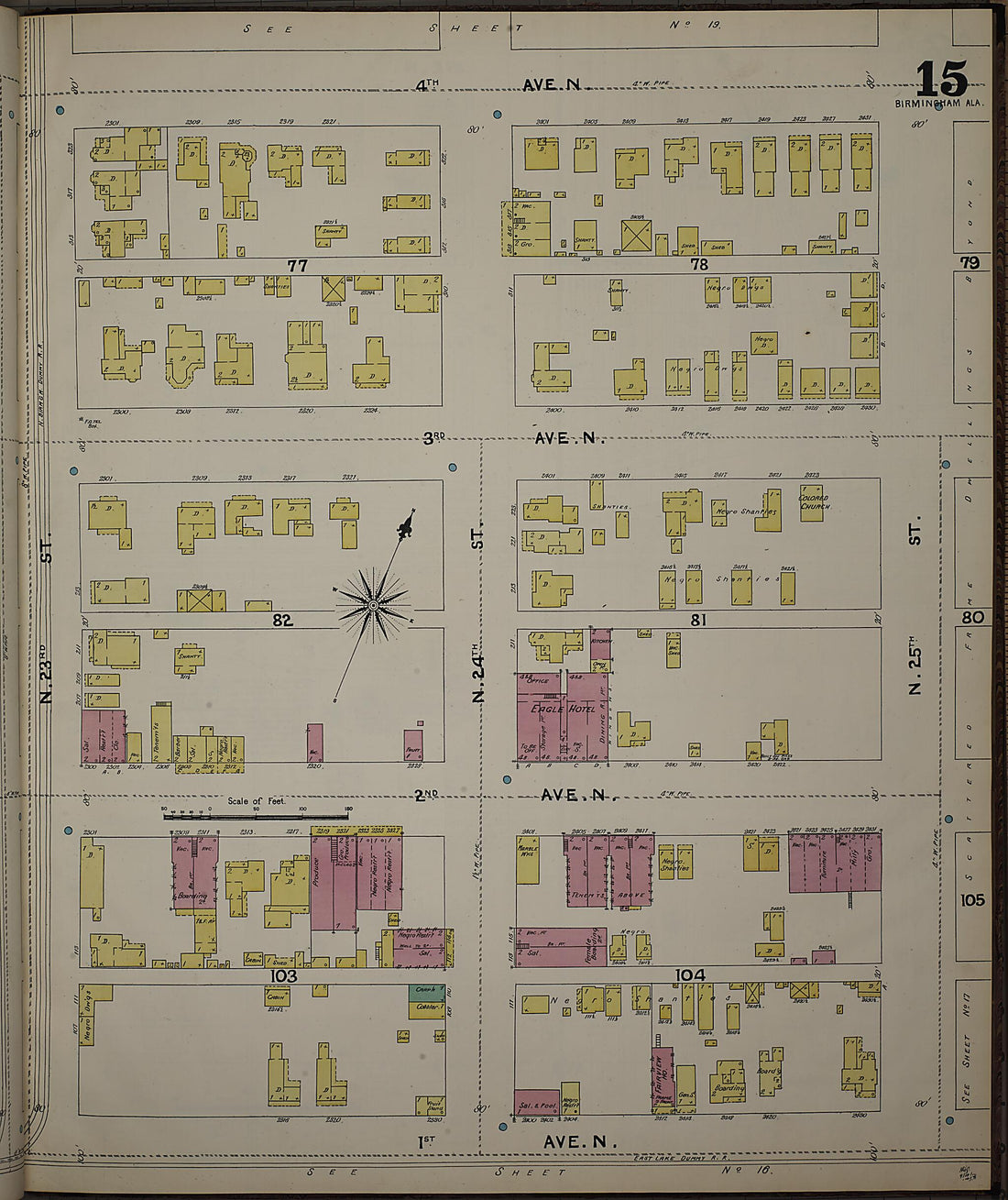 This old map of Birmingham, Jefferson County, Alabama was created by Sanborn Map Company in 1891