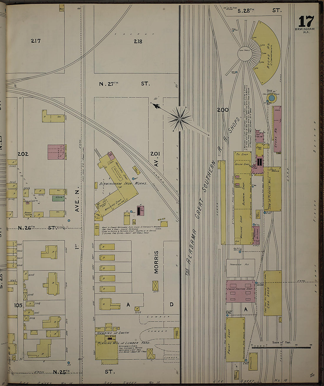 This old map of Birmingham, Jefferson County, Alabama was created by Sanborn Map Company in 1891