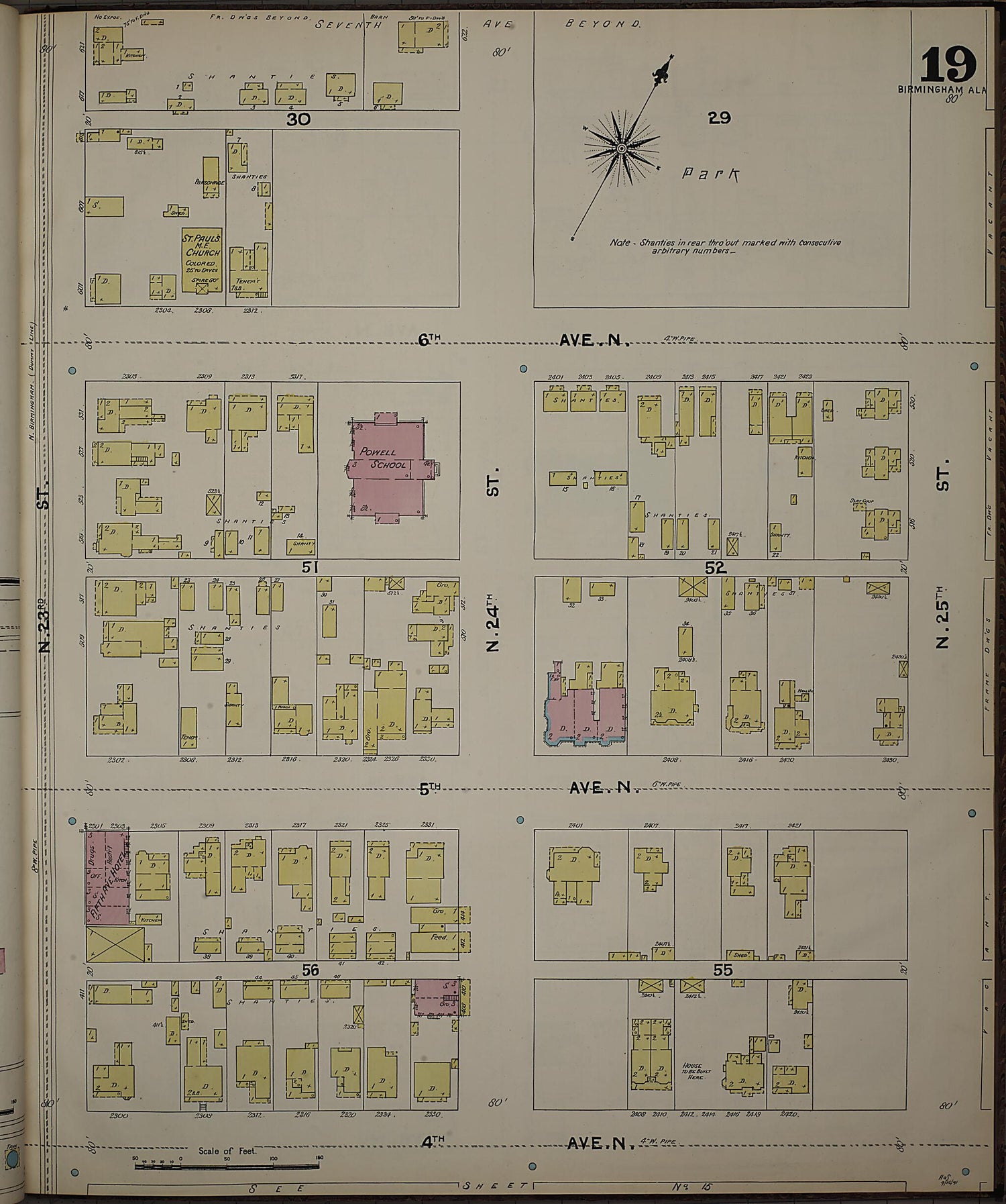 This old map of Birmingham, Jefferson County, Alabama was created by Sanborn Map Company in 1891