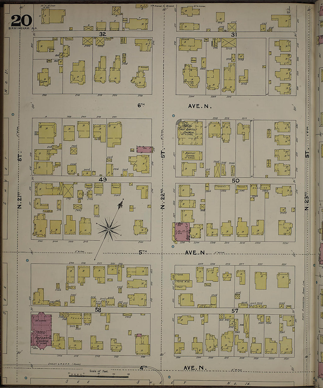 This old map of Birmingham, Jefferson County, Alabama was created by Sanborn Map Company in 1891