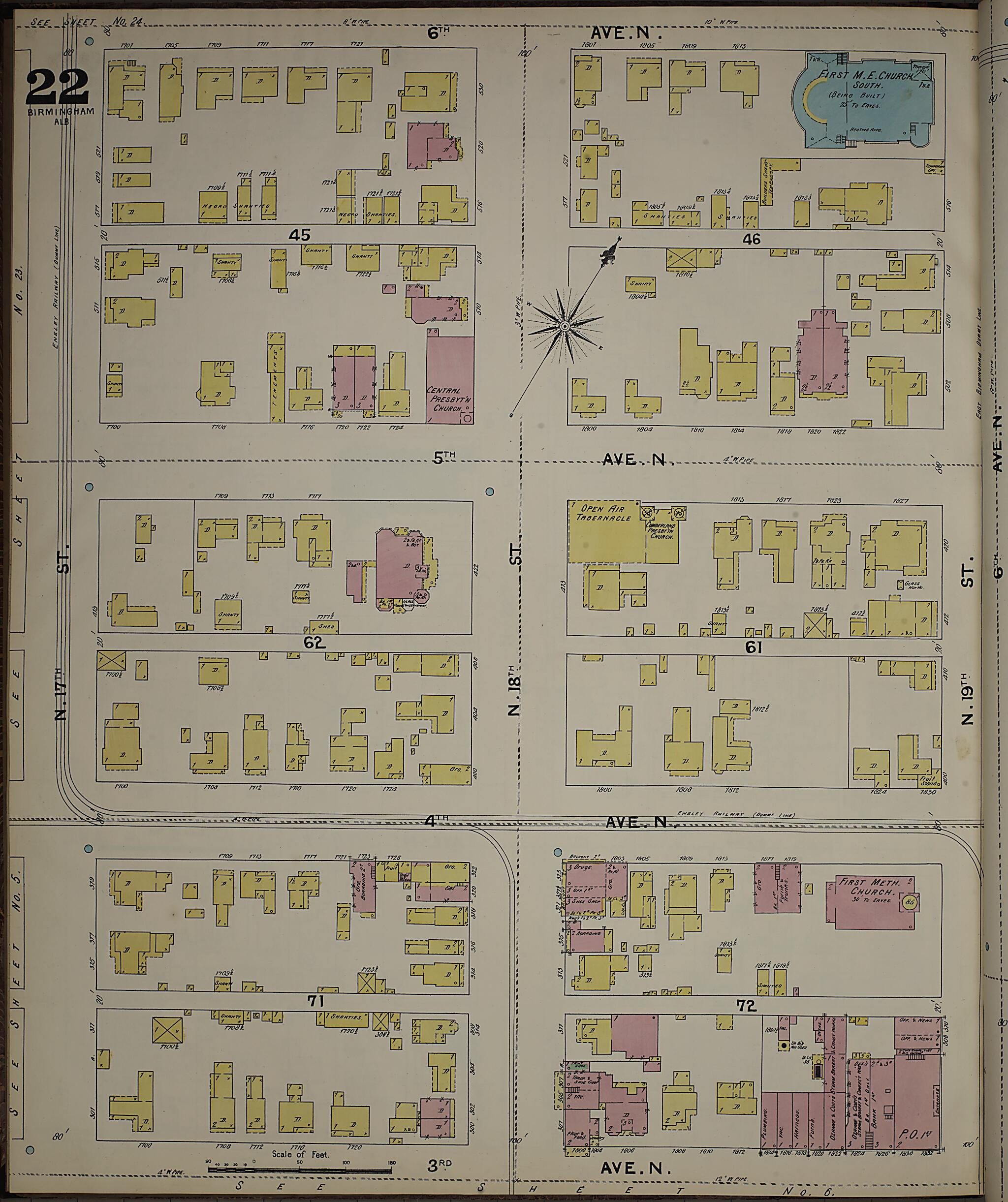 This old map of Birmingham, Jefferson County, Alabama was created by Sanborn Map Company in 1891