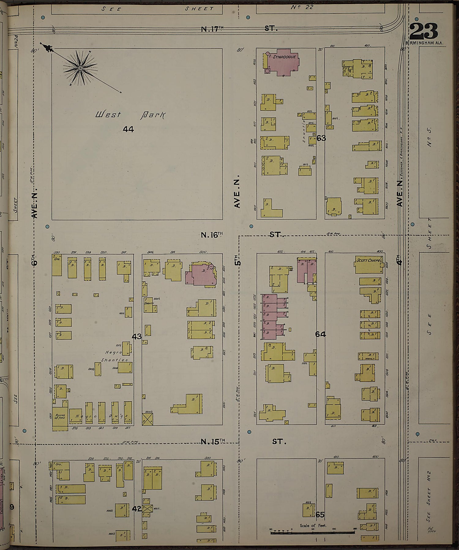 This old map of Birmingham, Jefferson County, Alabama was created by Sanborn Map Company in 1891