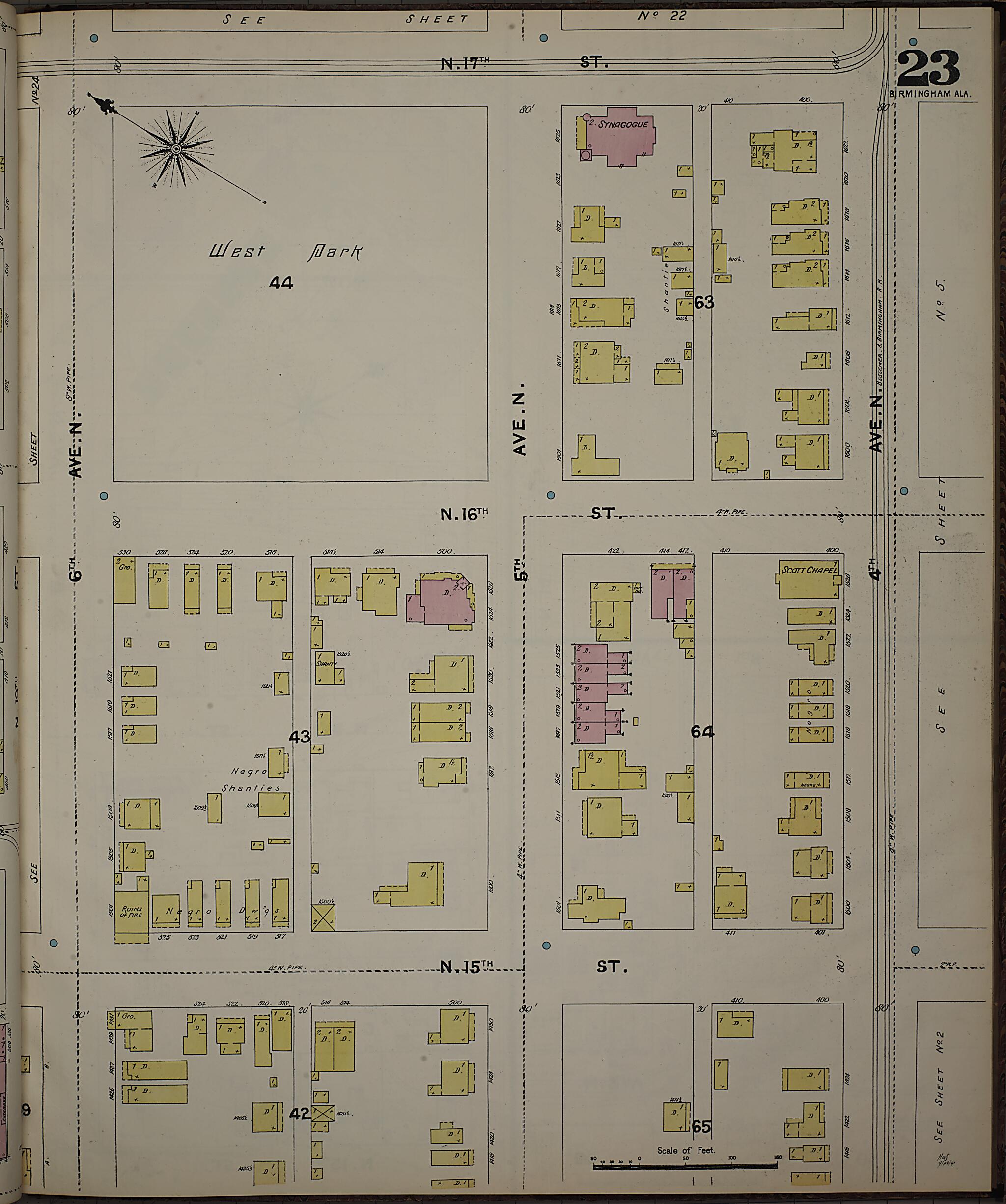 This old map of Birmingham, Jefferson County, Alabama was created by Sanborn Map Company in 1891