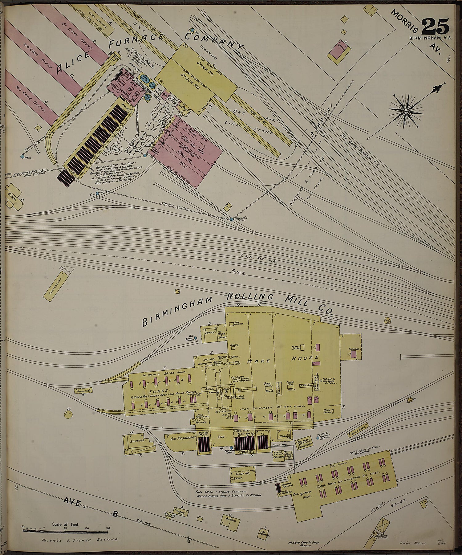 This old map of Birmingham, Jefferson County, Alabama was created by Sanborn Map Company in 1891