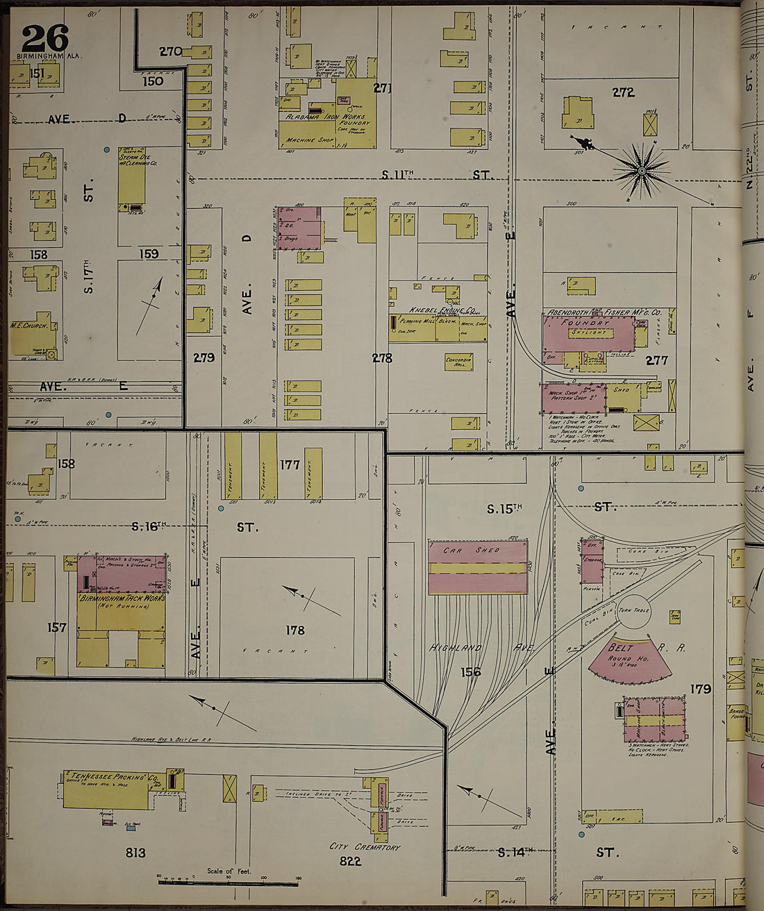 This old map of Birmingham, Jefferson County, Alabama was created by Sanborn Map Company in 1891