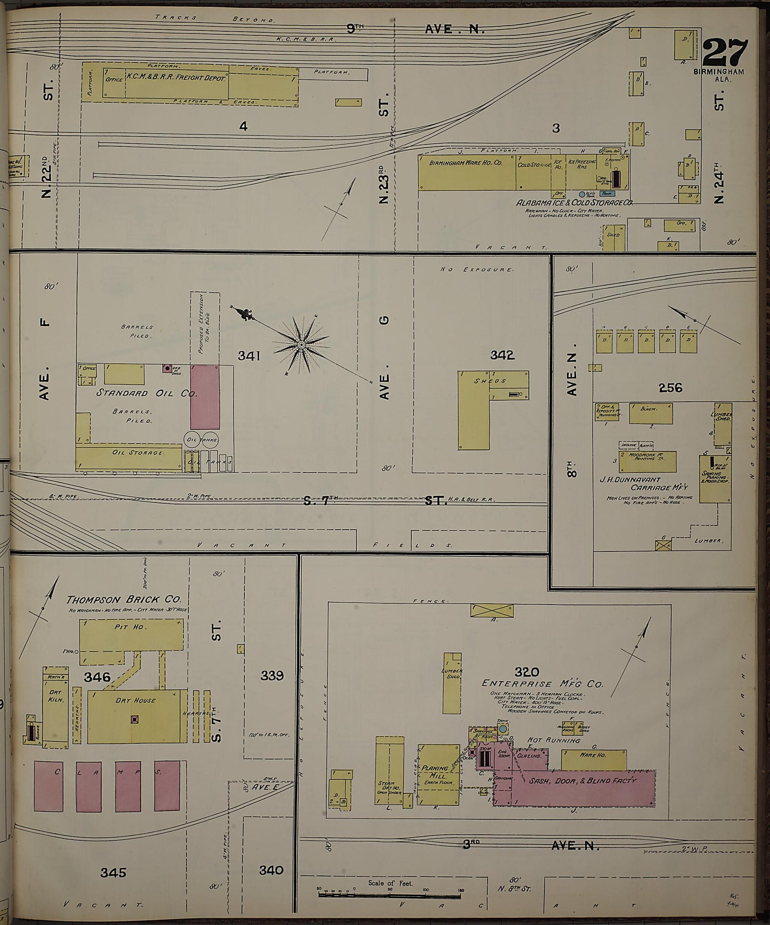 This old map of Birmingham, Jefferson County, Alabama was created by Sanborn Map Company in 1891