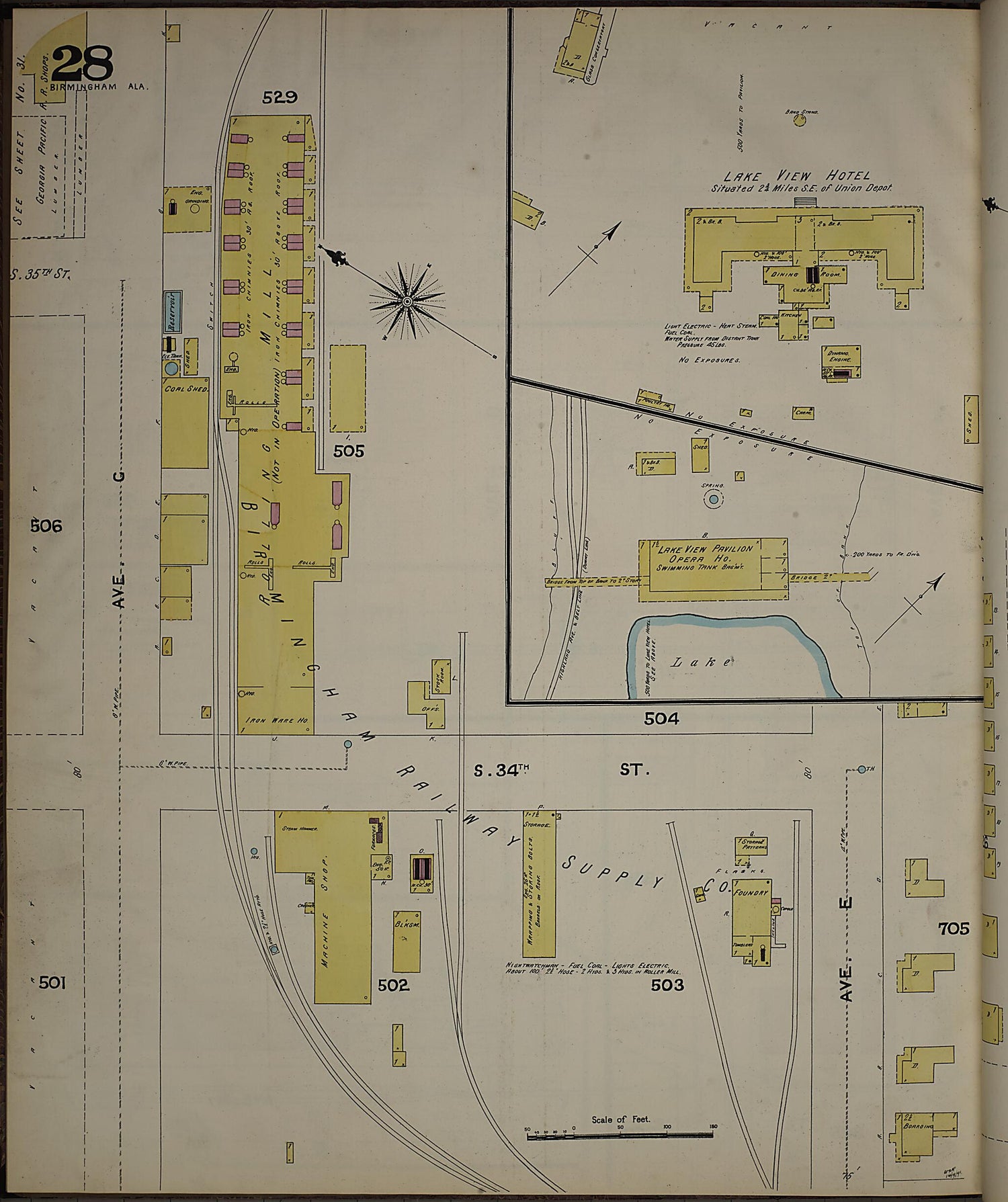 This old map of Birmingham, Jefferson County, Alabama was created by Sanborn Map Company in 1891