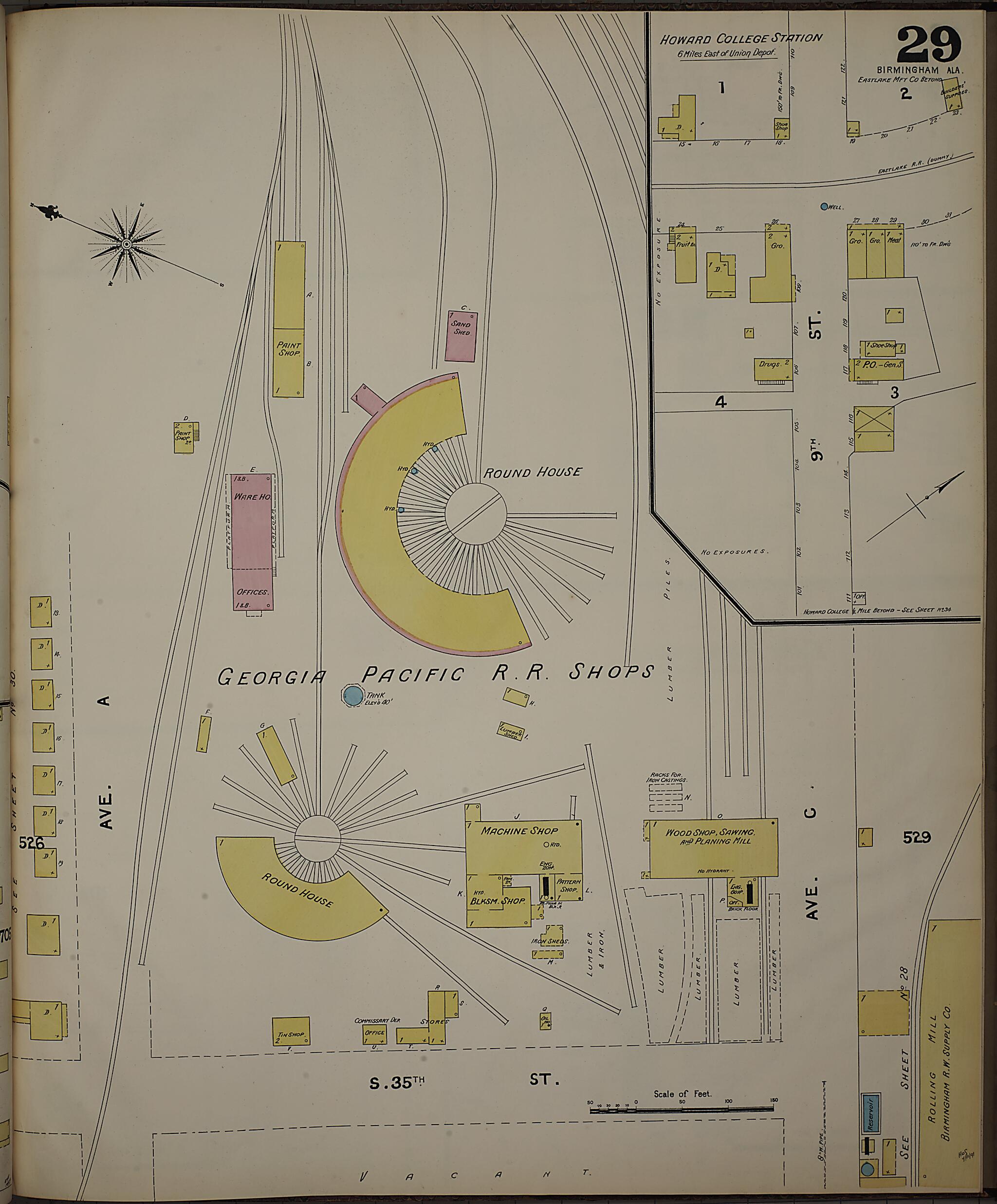 This old map of Birmingham, Jefferson County, Alabama was created by Sanborn Map Company in 1891