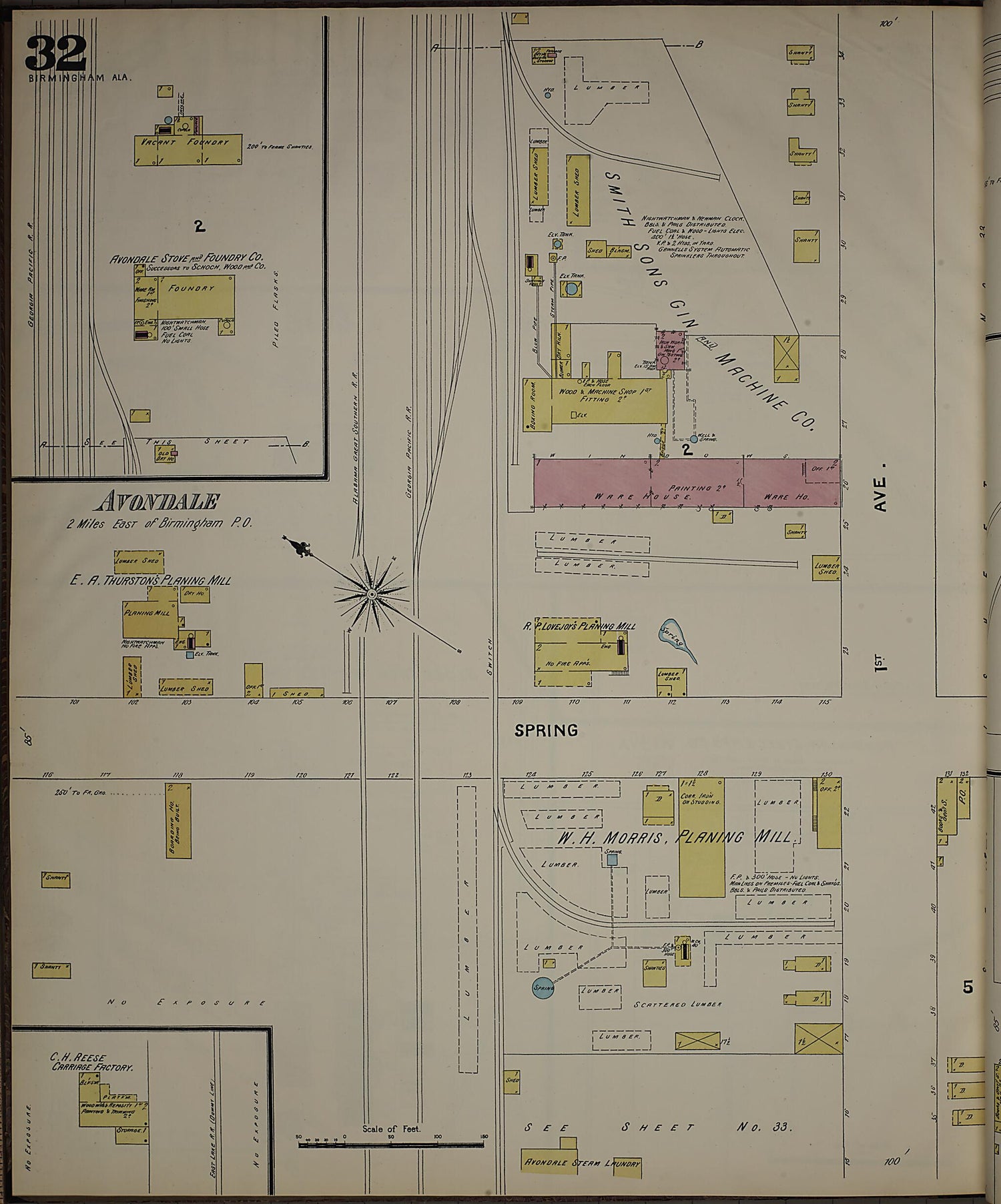 This old map of Birmingham, Jefferson County, Alabama was created by Sanborn Map Company in 1891