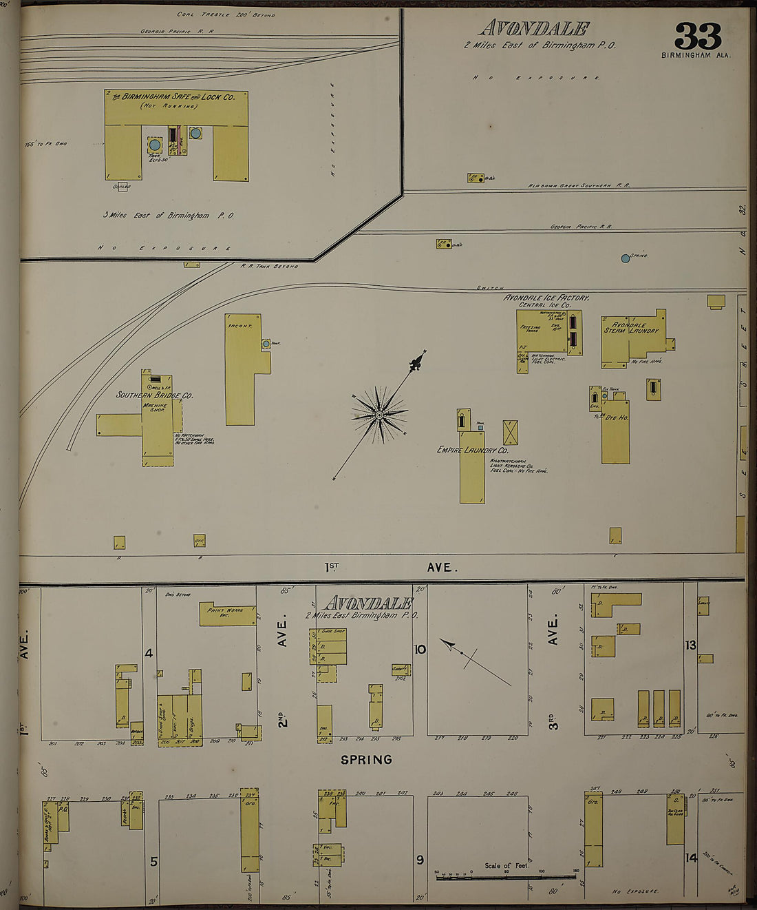 This old map of Birmingham, Jefferson County, Alabama was created by Sanborn Map Company in 1891