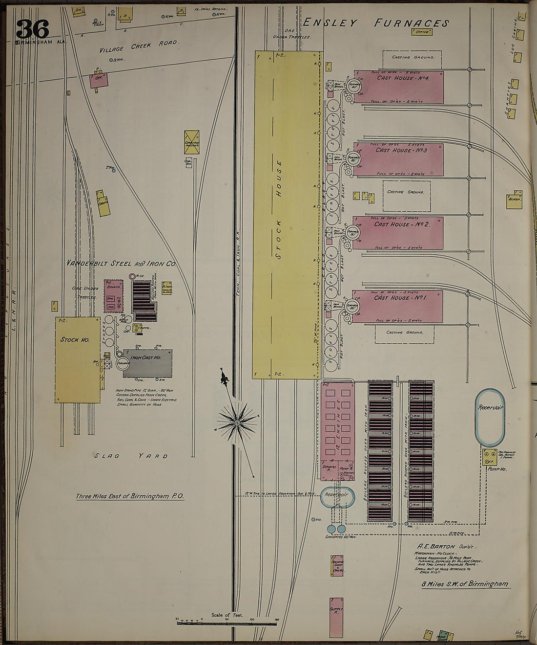 This old map of Birmingham, Jefferson County, Alabama was created by Sanborn Map Company in 1891