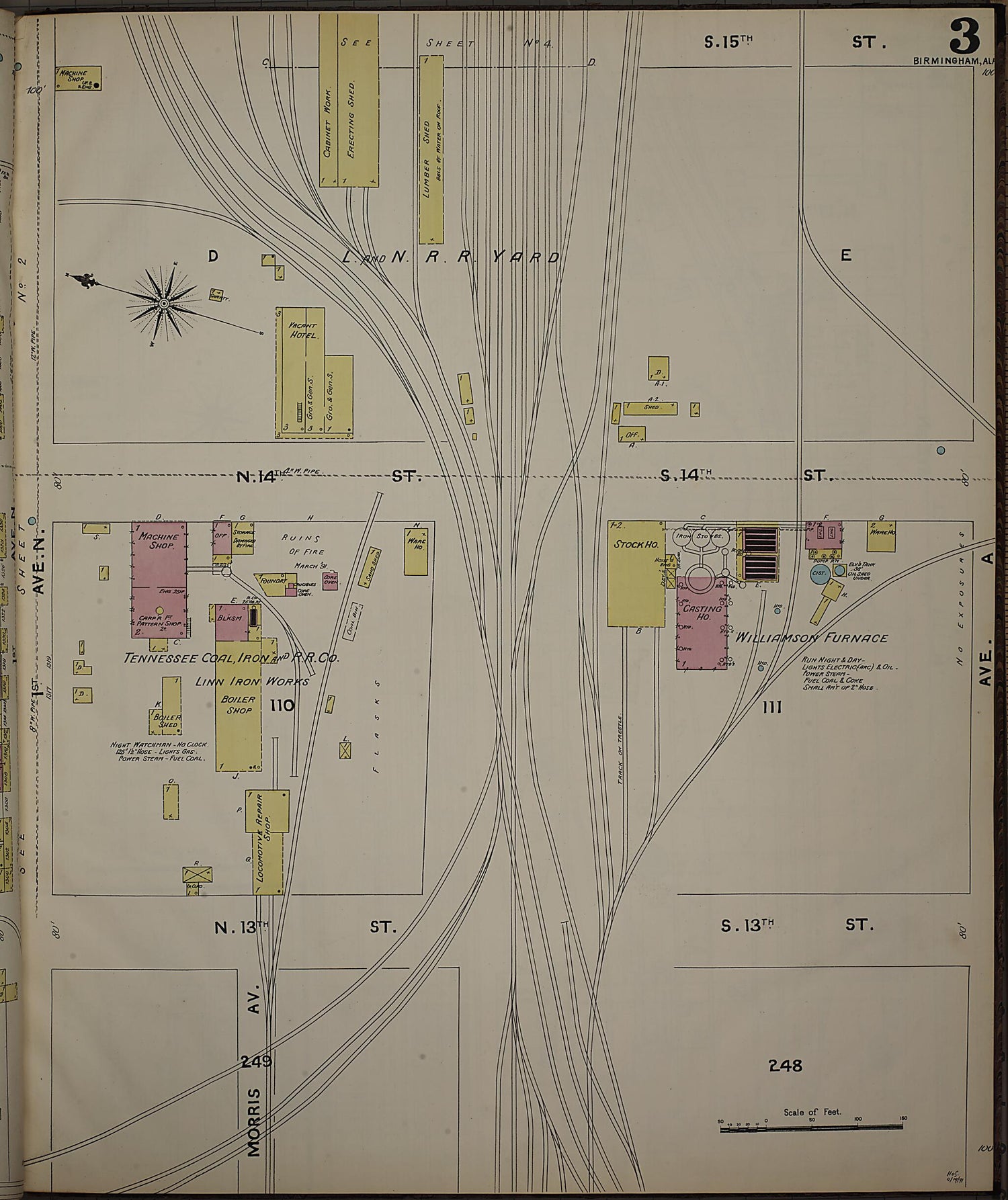 This old map of Birmingham, Jefferson County, Alabama was created by Sanborn Map Company in 1891