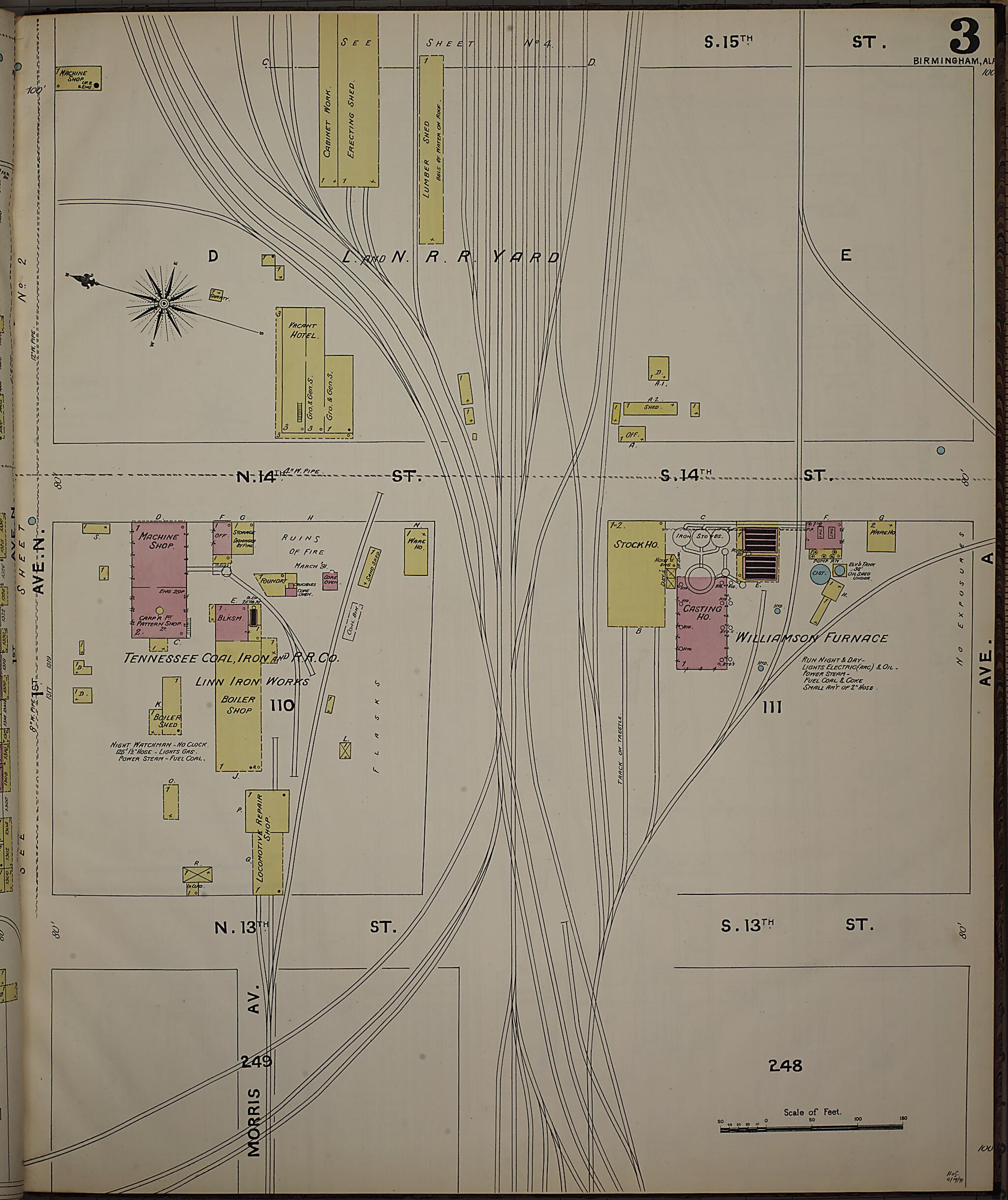 This old map of Birmingham, Jefferson County, Alabama was created by Sanborn Map Company in 1891