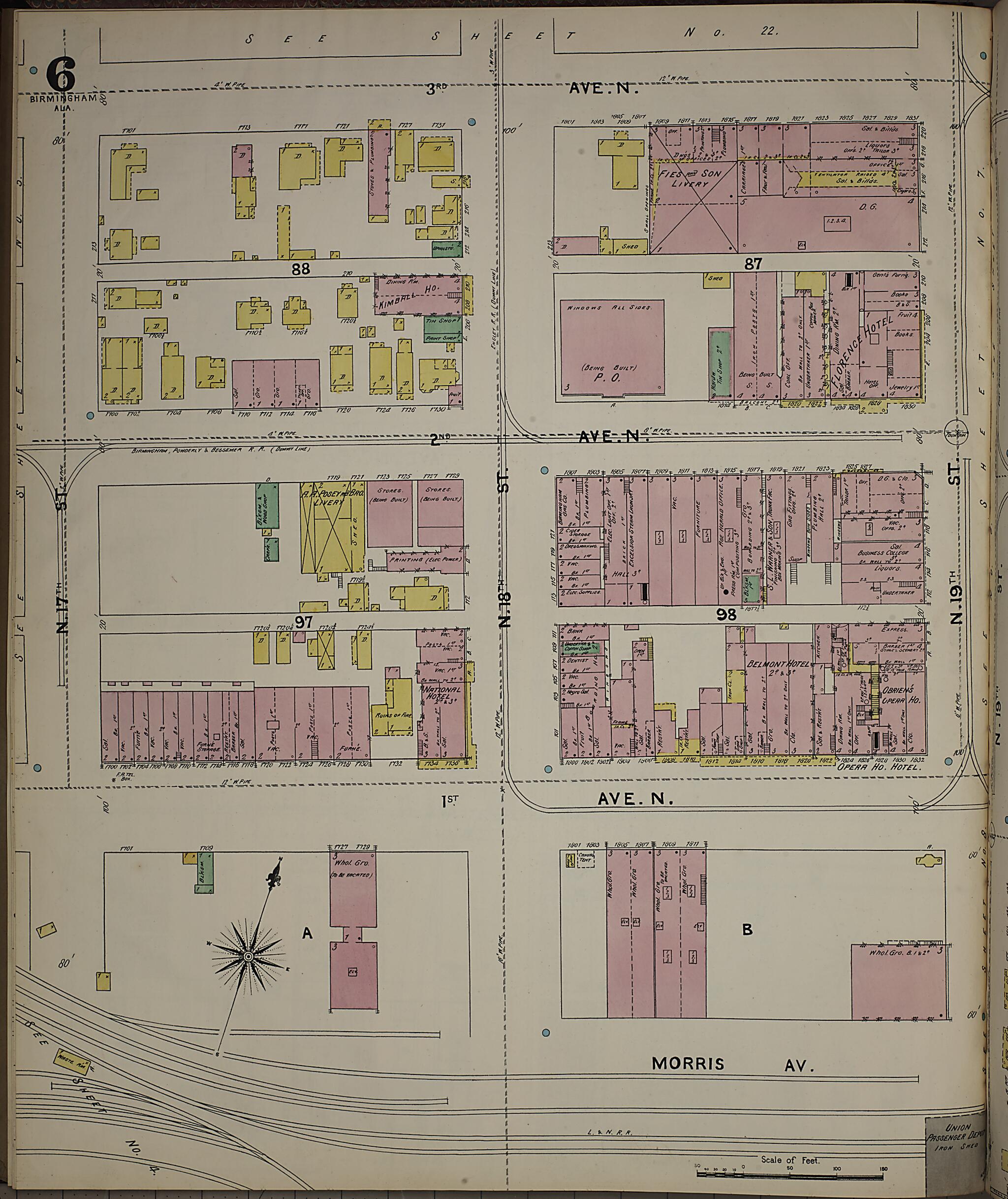 This old map of Birmingham, Jefferson County, Alabama was created by Sanborn Map Company in 1891