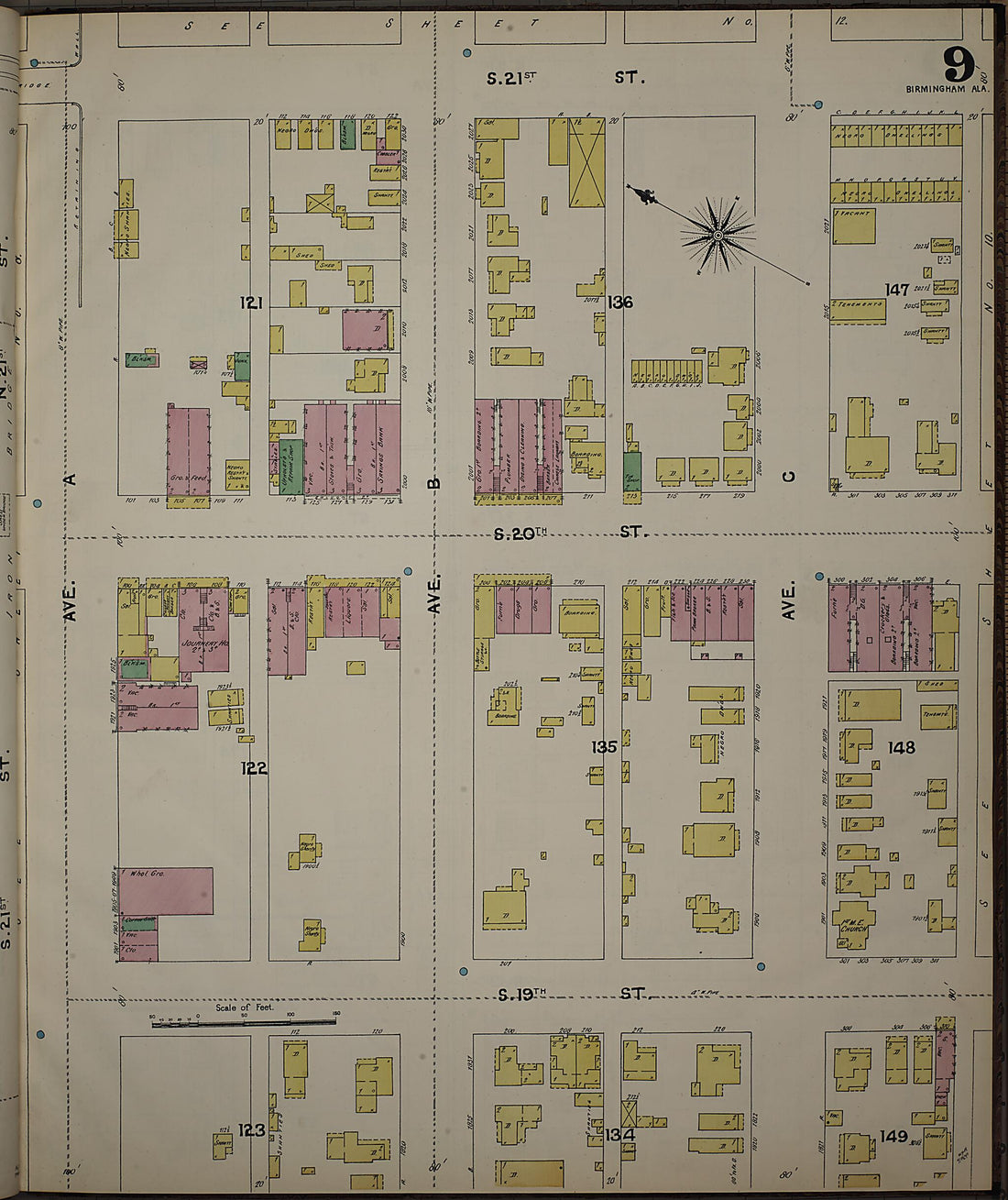 This old map of Birmingham, Jefferson County, Alabama was created by Sanborn Map Company in 1891