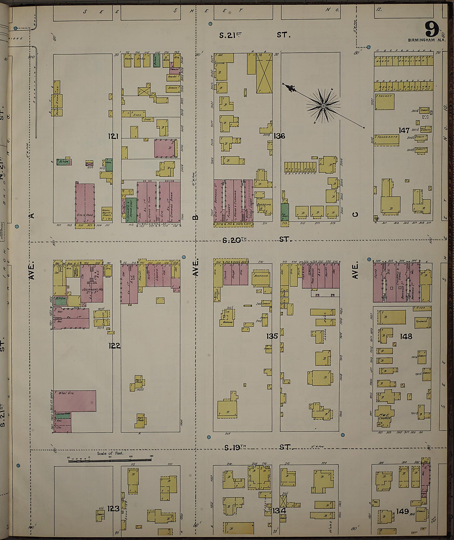 This old map of Birmingham, Jefferson County, Alabama was created by Sanborn Map Company in 1891