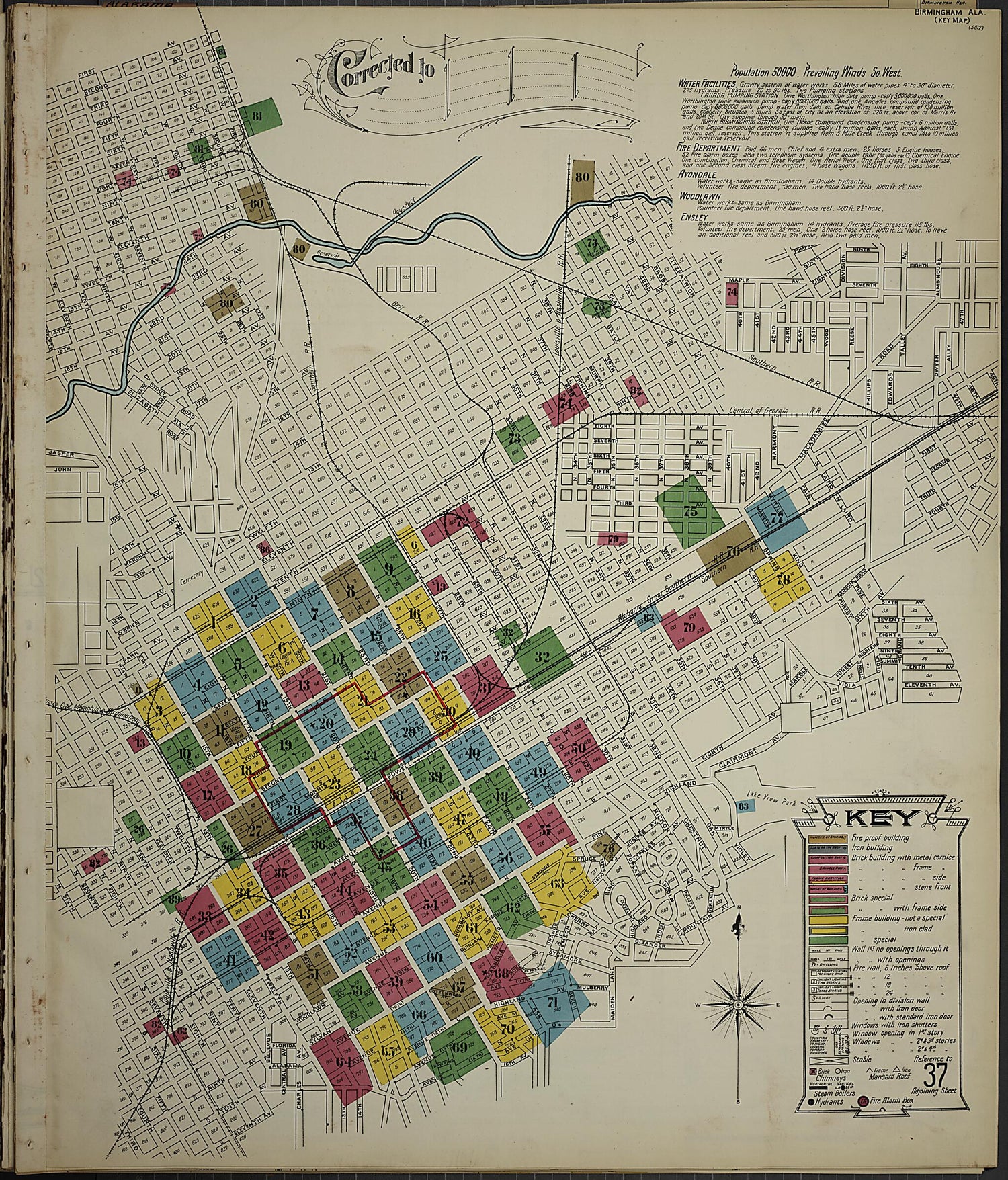 This old map of Birmingham, Jefferson County, Alabama was created by Sanborn Map Company in 1902