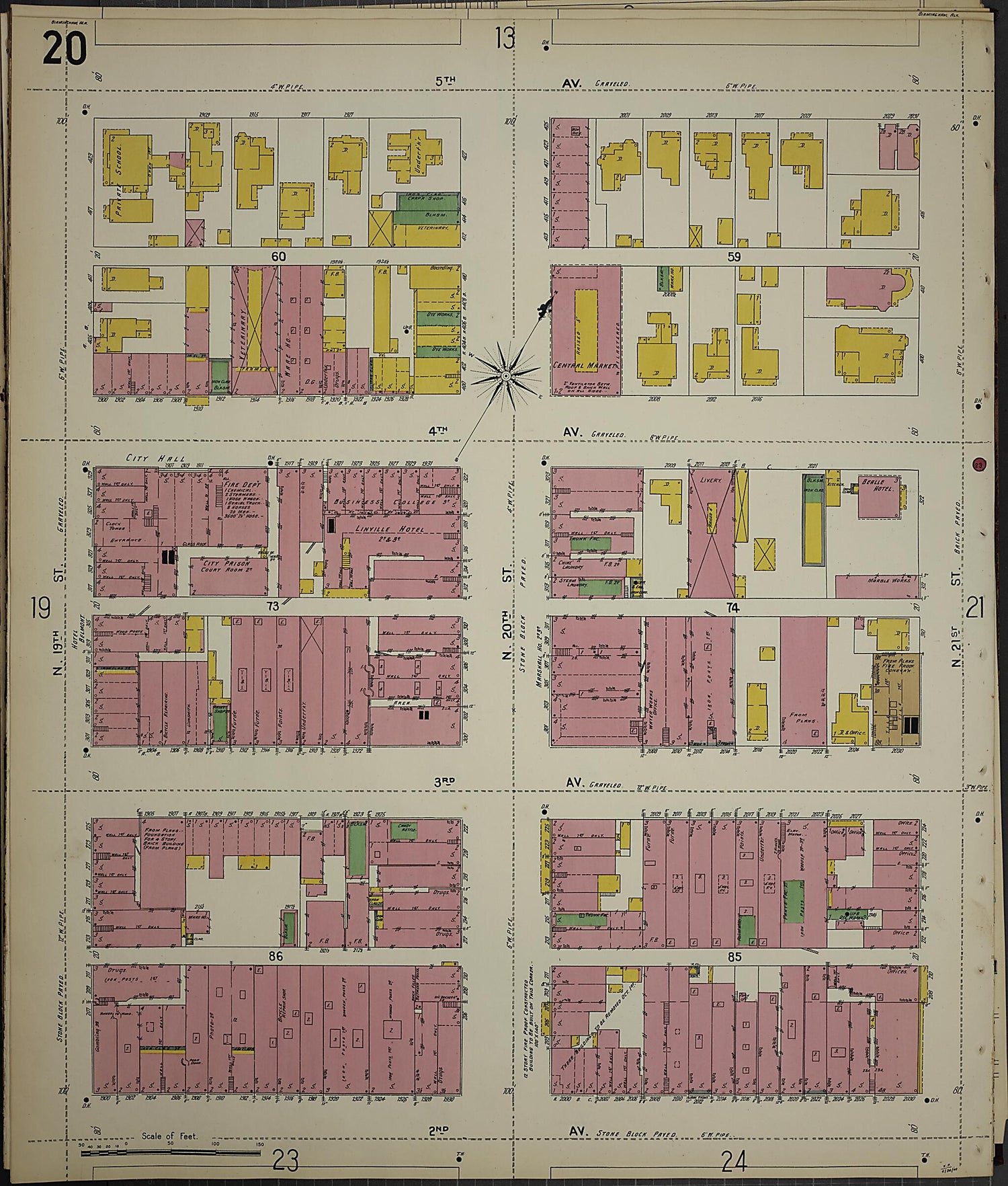 This old map of Birmingham, Jefferson County, Alabama was created by Sanborn Map Company in 1902