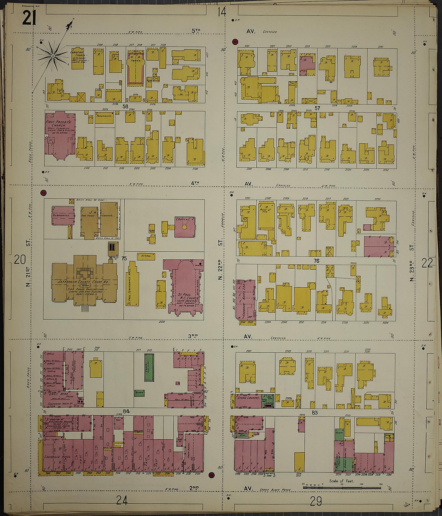 This old map of Birmingham, Jefferson County, Alabama was created by Sanborn Map Company in 1902