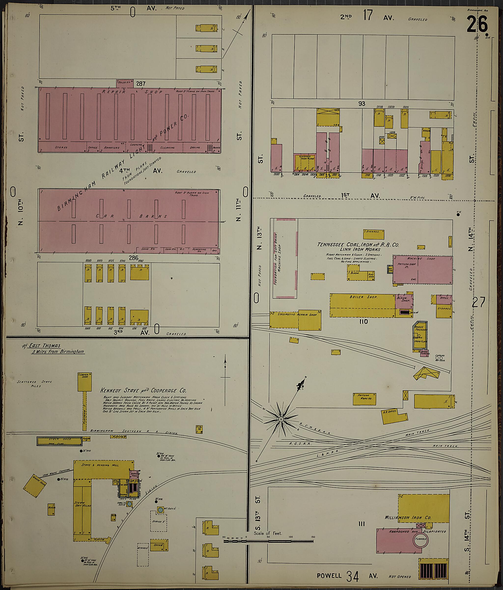 This old map of Birmingham, Jefferson County, Alabama was created by Sanborn Map Company in 1902