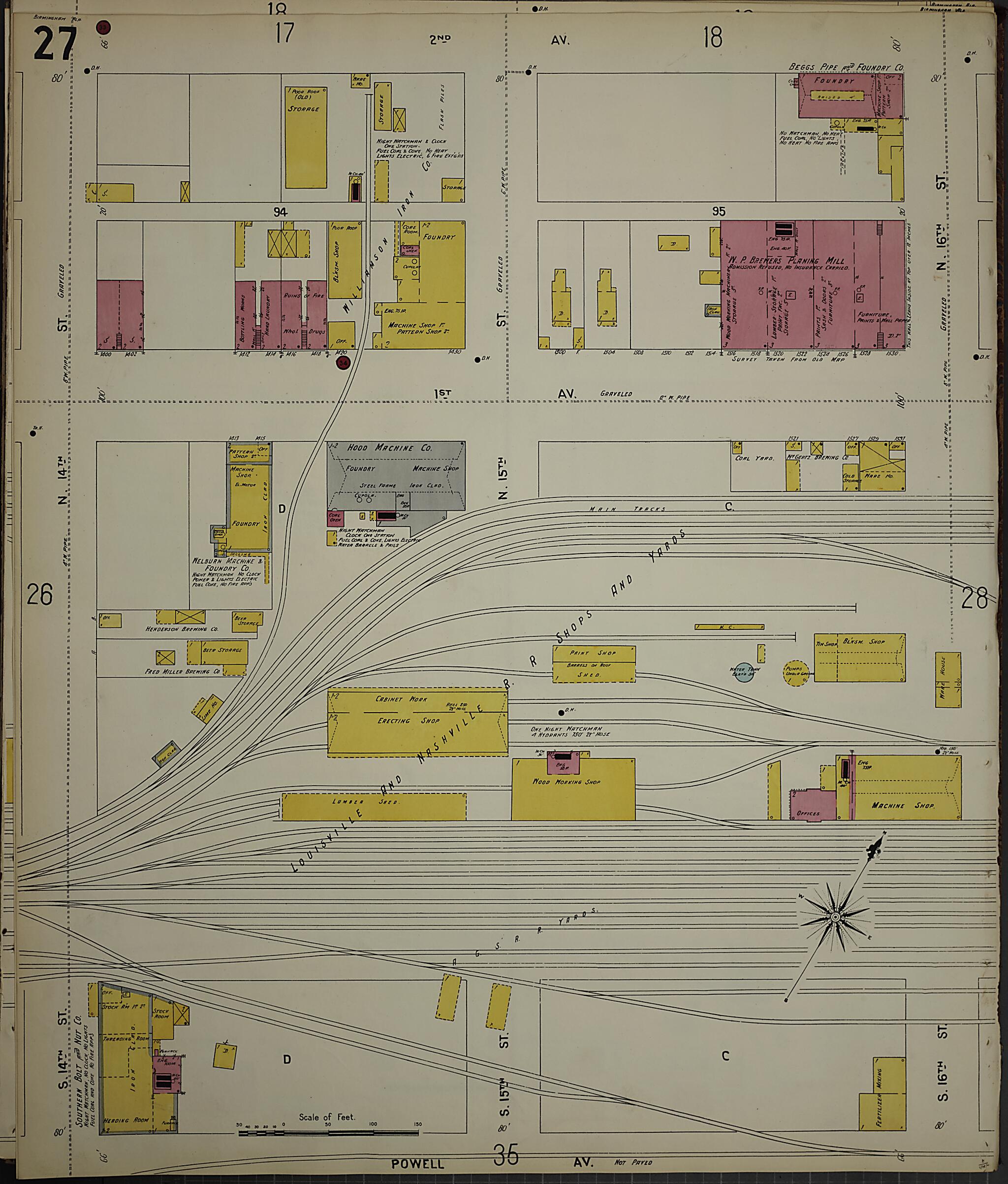 This old map of Birmingham, Jefferson County, Alabama was created by Sanborn Map Company in 1902