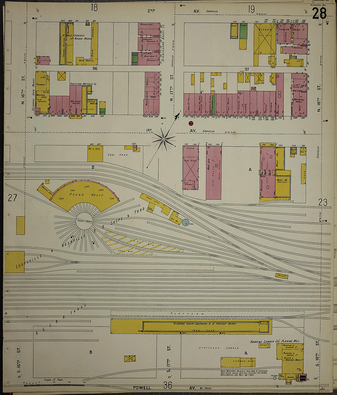 This old map of Birmingham, Jefferson County, Alabama was created by Sanborn Map Company in 1902