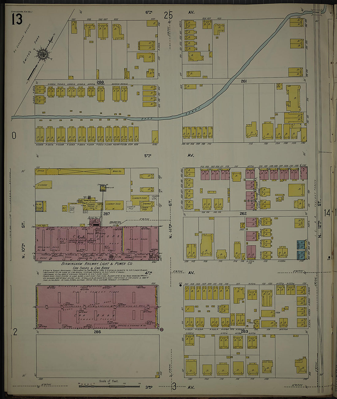 This old map of Birmingham, Jefferson County, Alabama was created by Sanborn Map Company in 1911