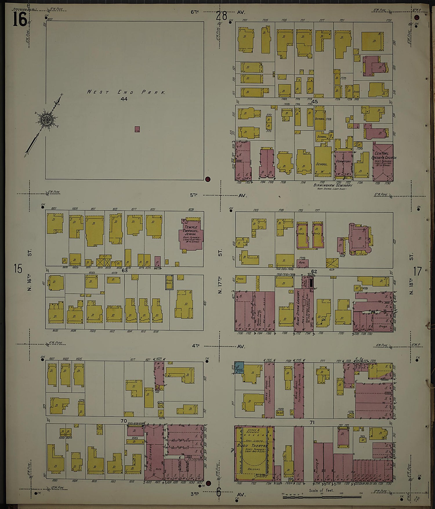 This old map of Birmingham, Jefferson County, Alabama was created by Sanborn Map Company in 1911