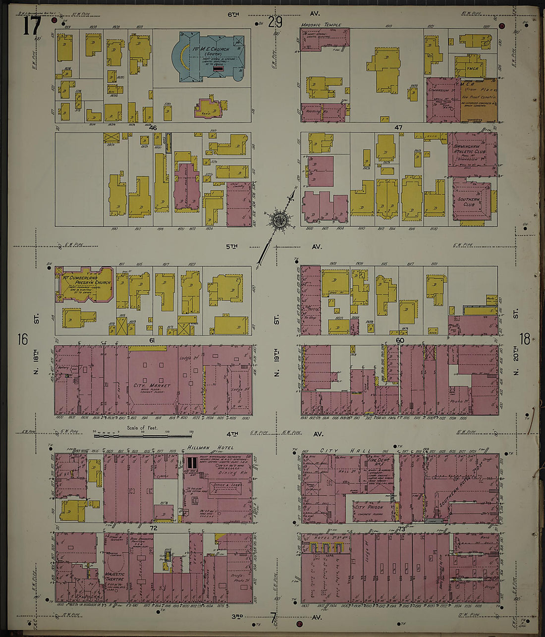 This old map of Birmingham, Jefferson County, Alabama was created by Sanborn Map Company in 1911