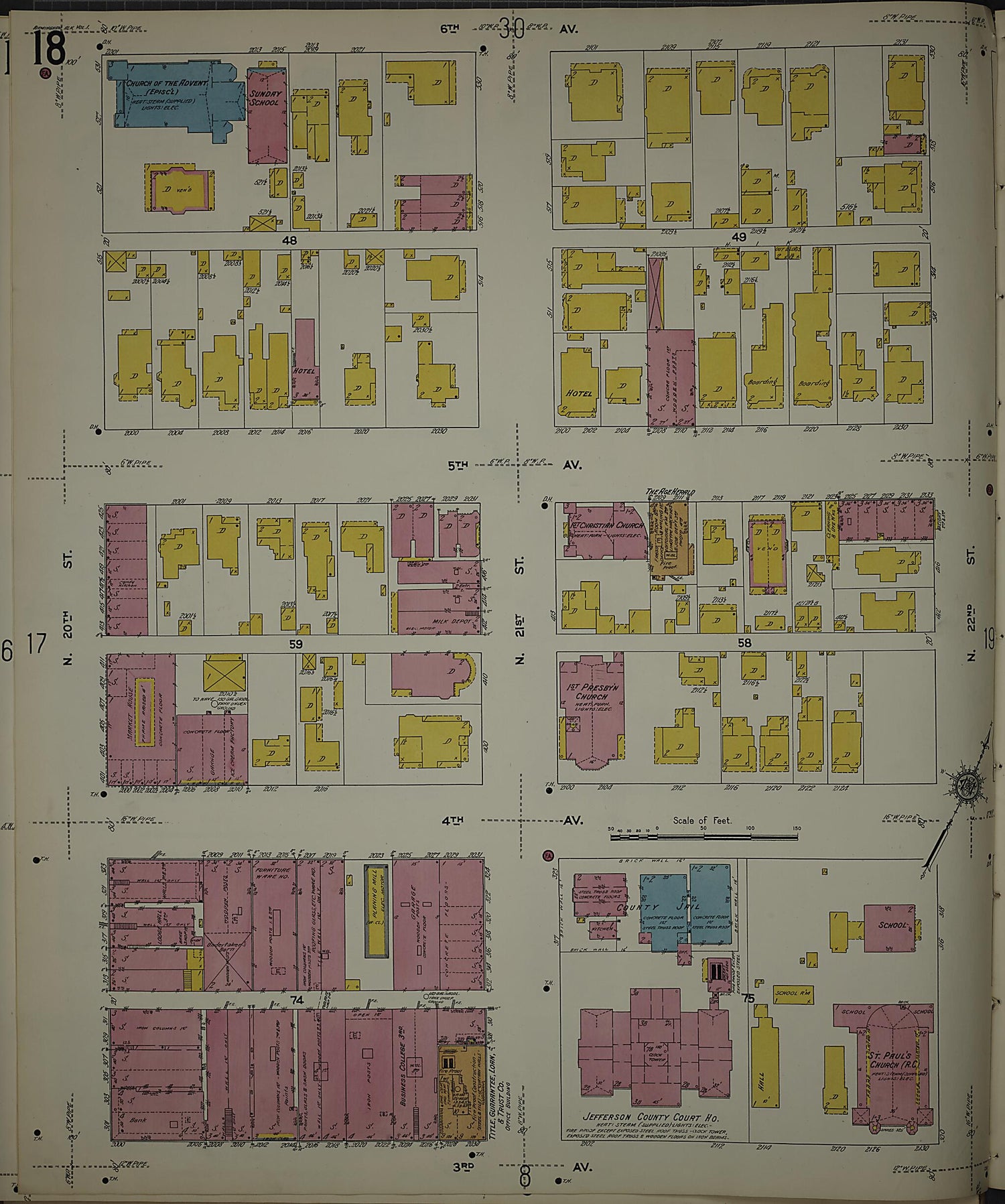 This old map of Birmingham, Jefferson County, Alabama was created by Sanborn Map Company in 1911