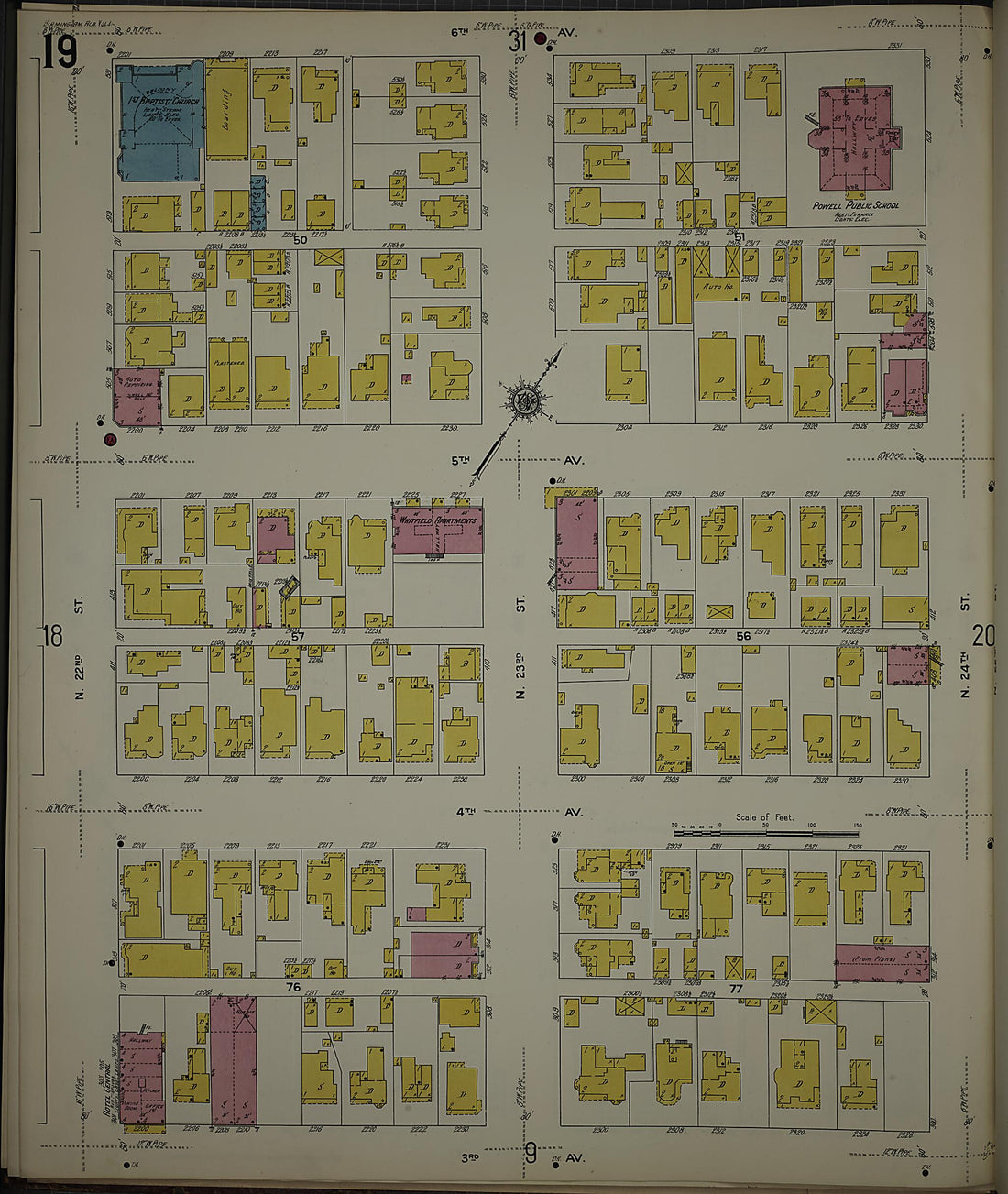 This old map of Birmingham, Jefferson County, Alabama was created by Sanborn Map Company in 1911