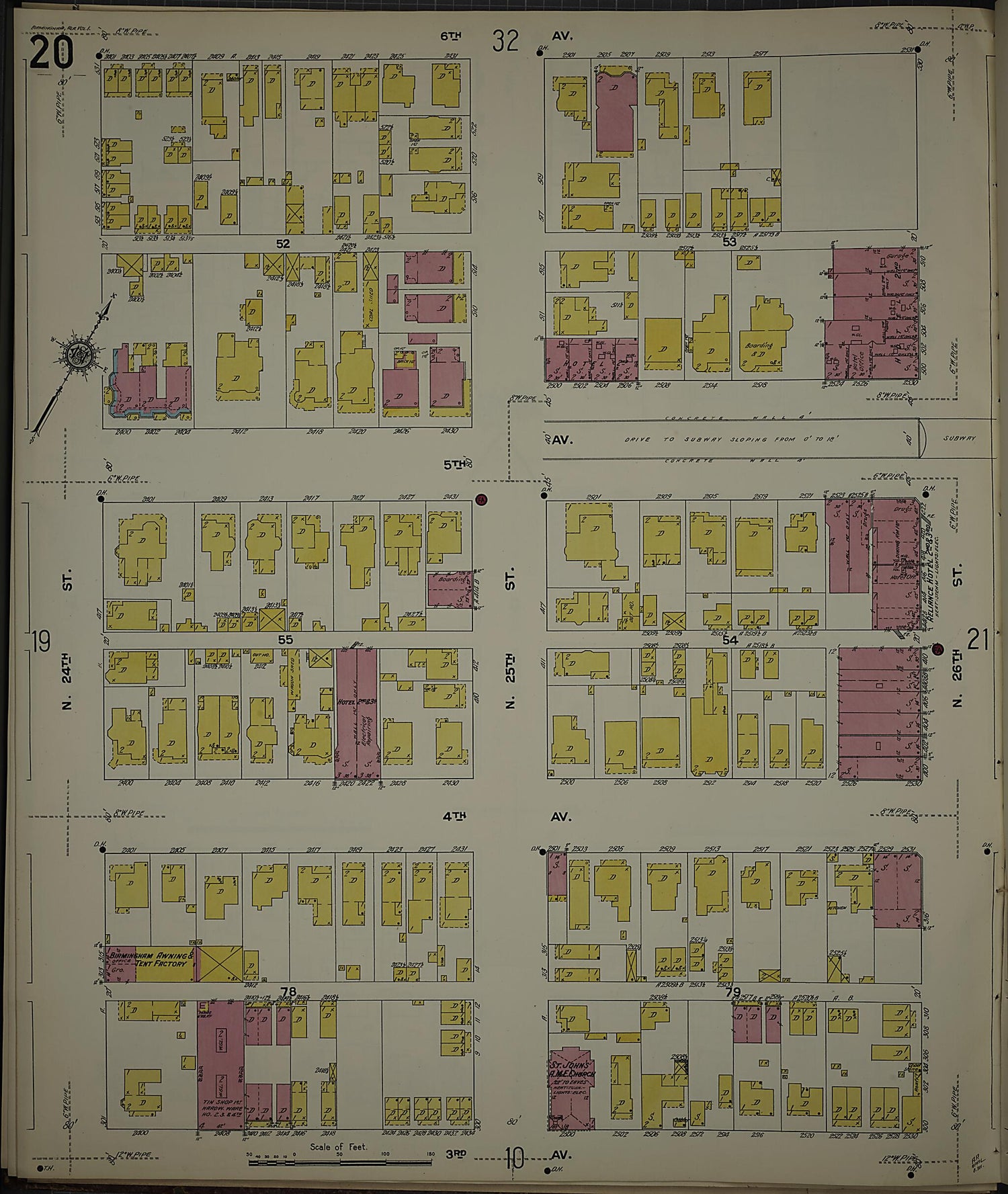 This old map of Birmingham, Jefferson County, Alabama was created by Sanborn Map Company in 1911