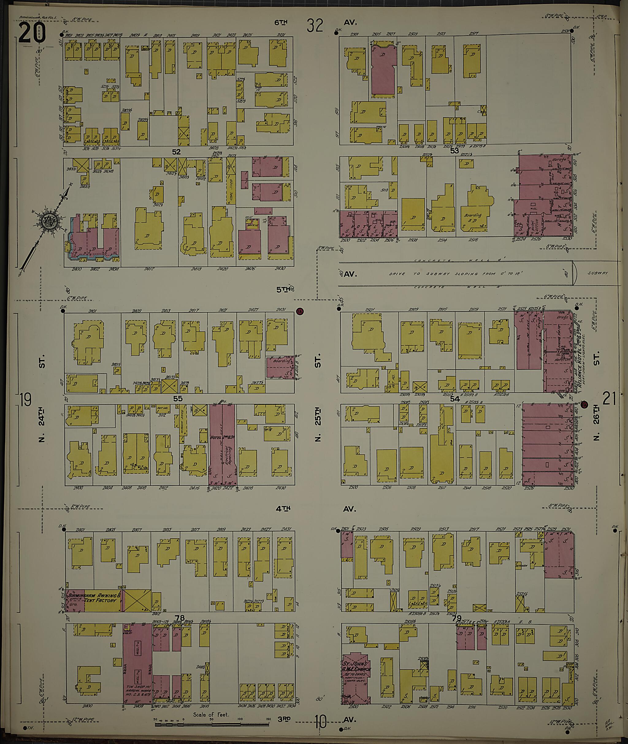 This old map of Birmingham, Jefferson County, Alabama was created by Sanborn Map Company in 1911