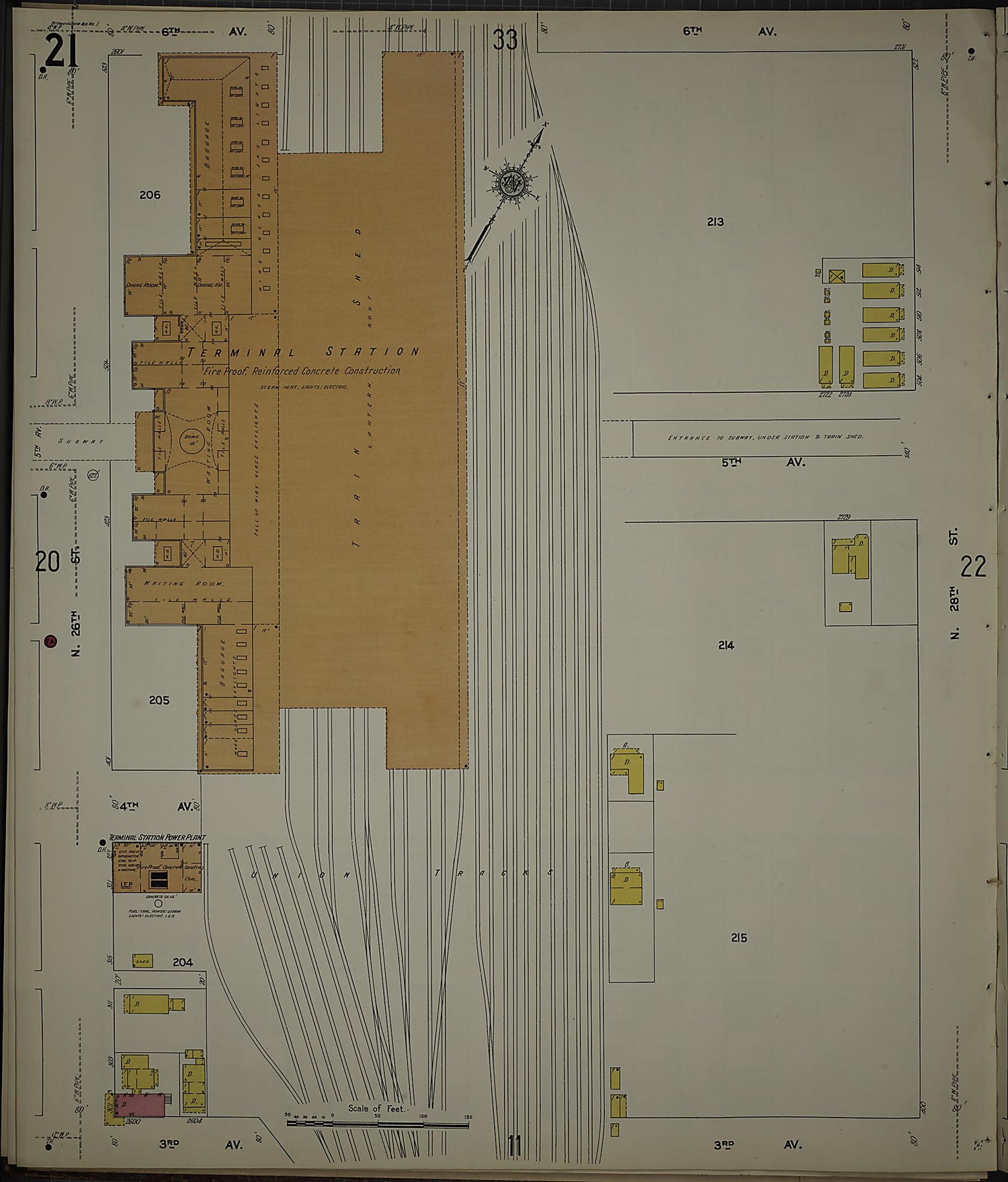 This old map of Birmingham, Jefferson County, Alabama was created by Sanborn Map Company in 1911