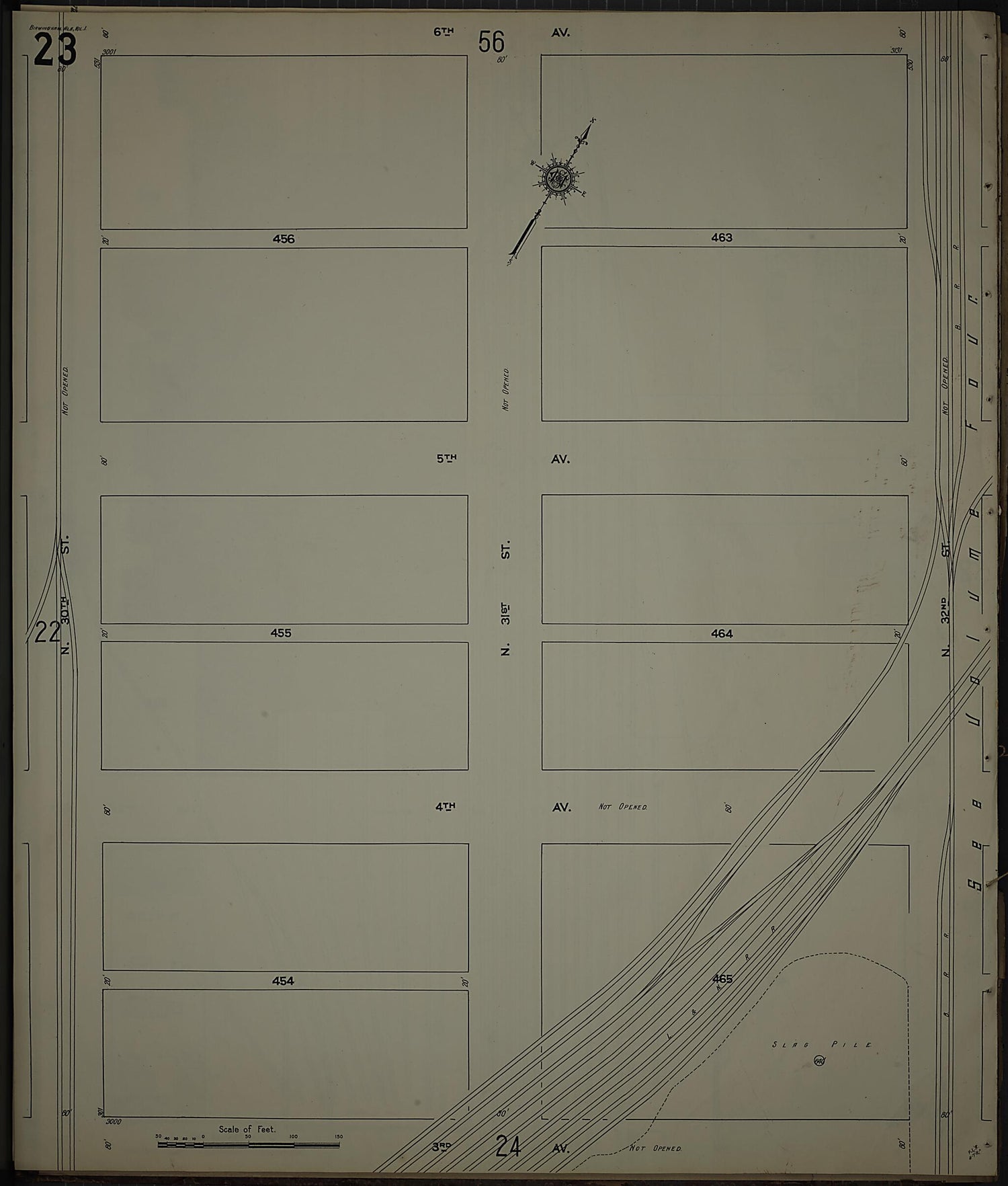 This old map of Birmingham, Jefferson County, Alabama was created by Sanborn Map Company in 1911