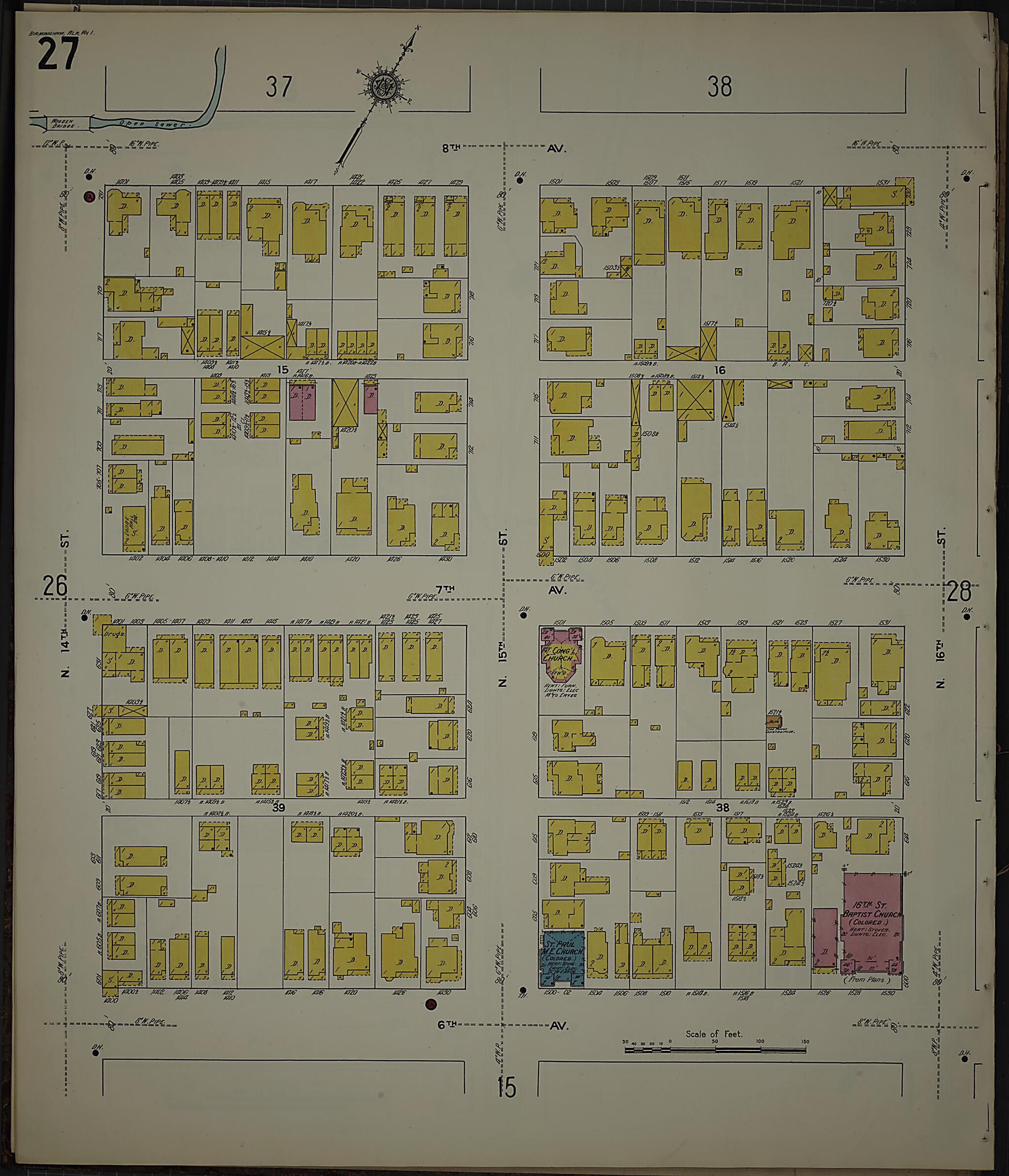 This old map of Birmingham, Jefferson County, Alabama was created by Sanborn Map Company in 1911