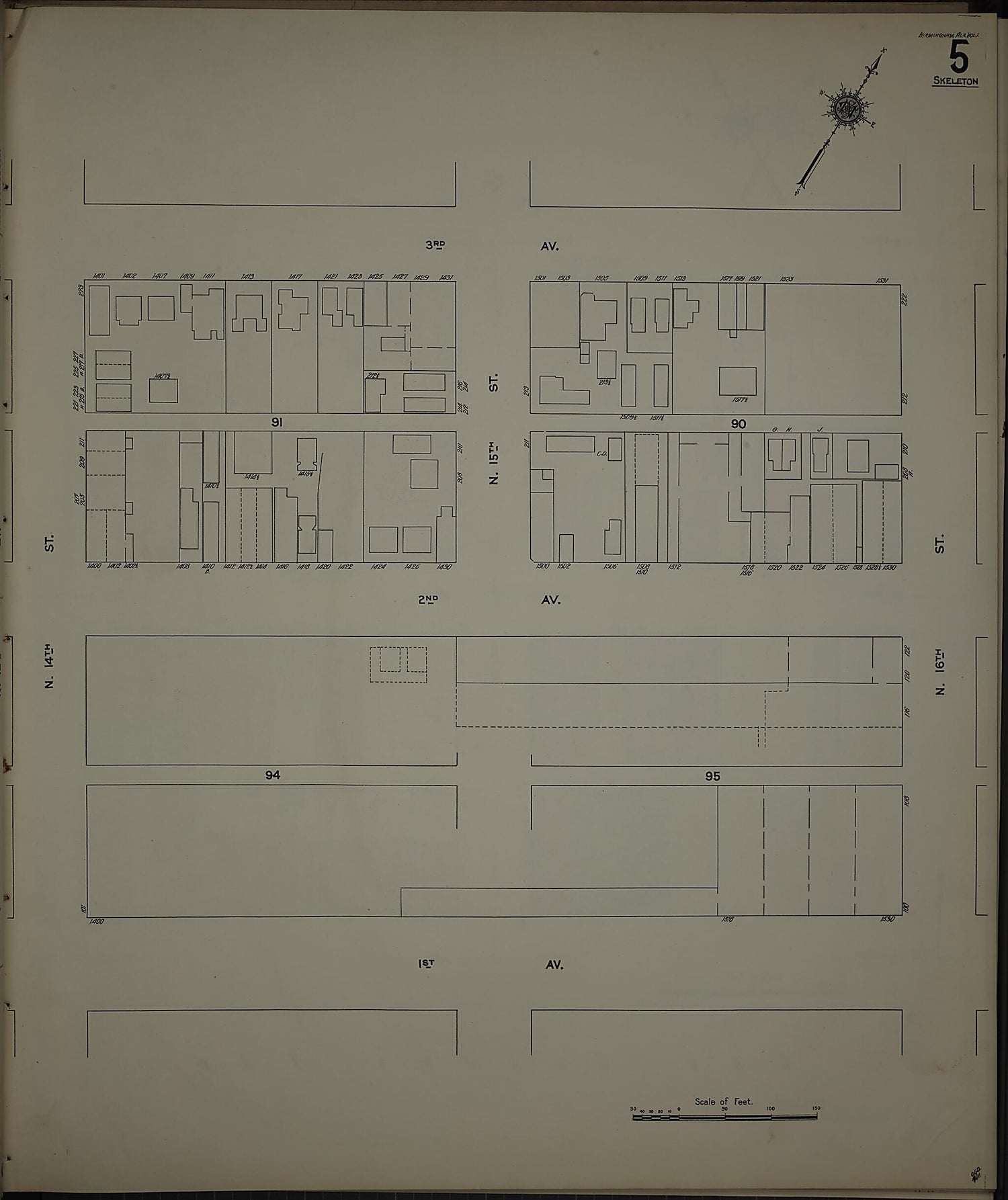 This old map of Birmingham, Jefferson County, Alabama was created by Sanborn Map Company in 1911