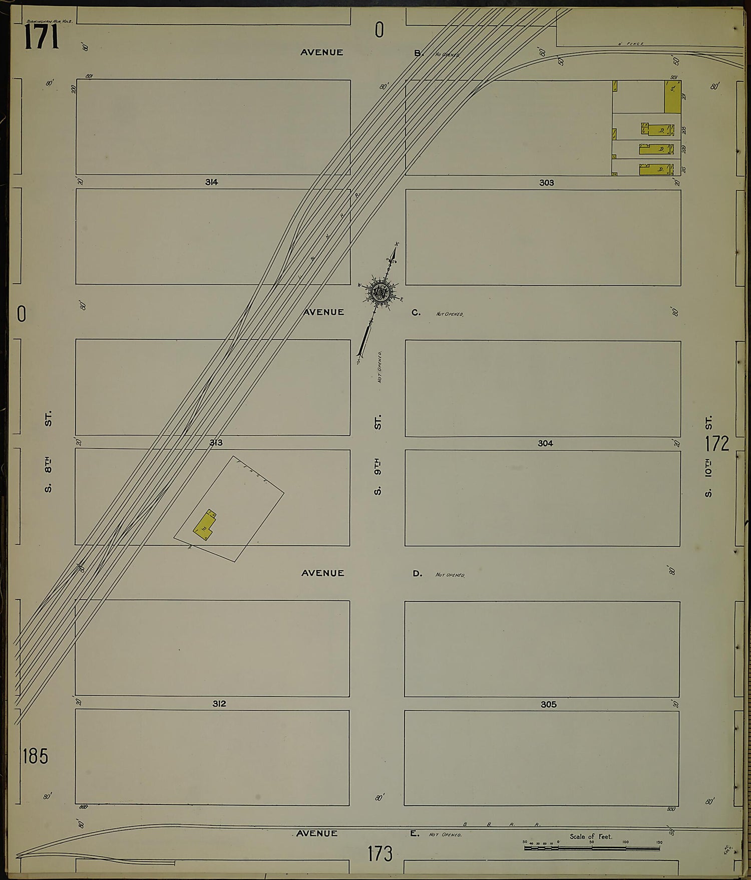 This old map of Birmingham, Jefferson County, Alabama was created by Sanborn Map Company in 1911