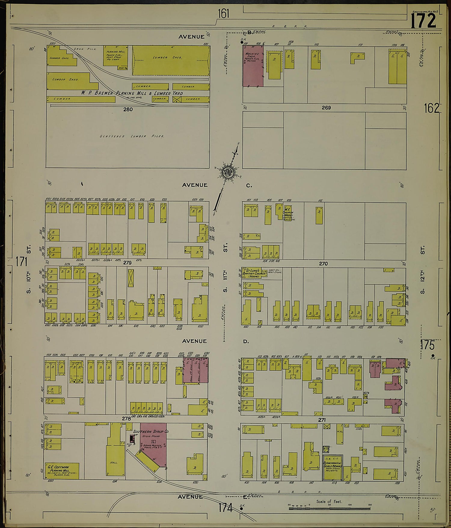 This old map of Birmingham, Jefferson County, Alabama was created by Sanborn Map Company in 1911