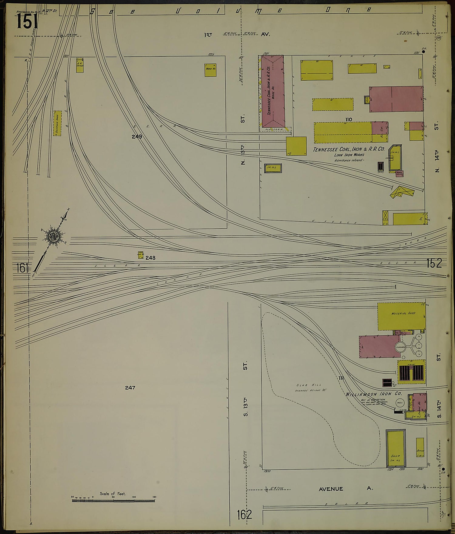 This old map of Birmingham, Jefferson County, Alabama was created by Sanborn Map Company in 1911