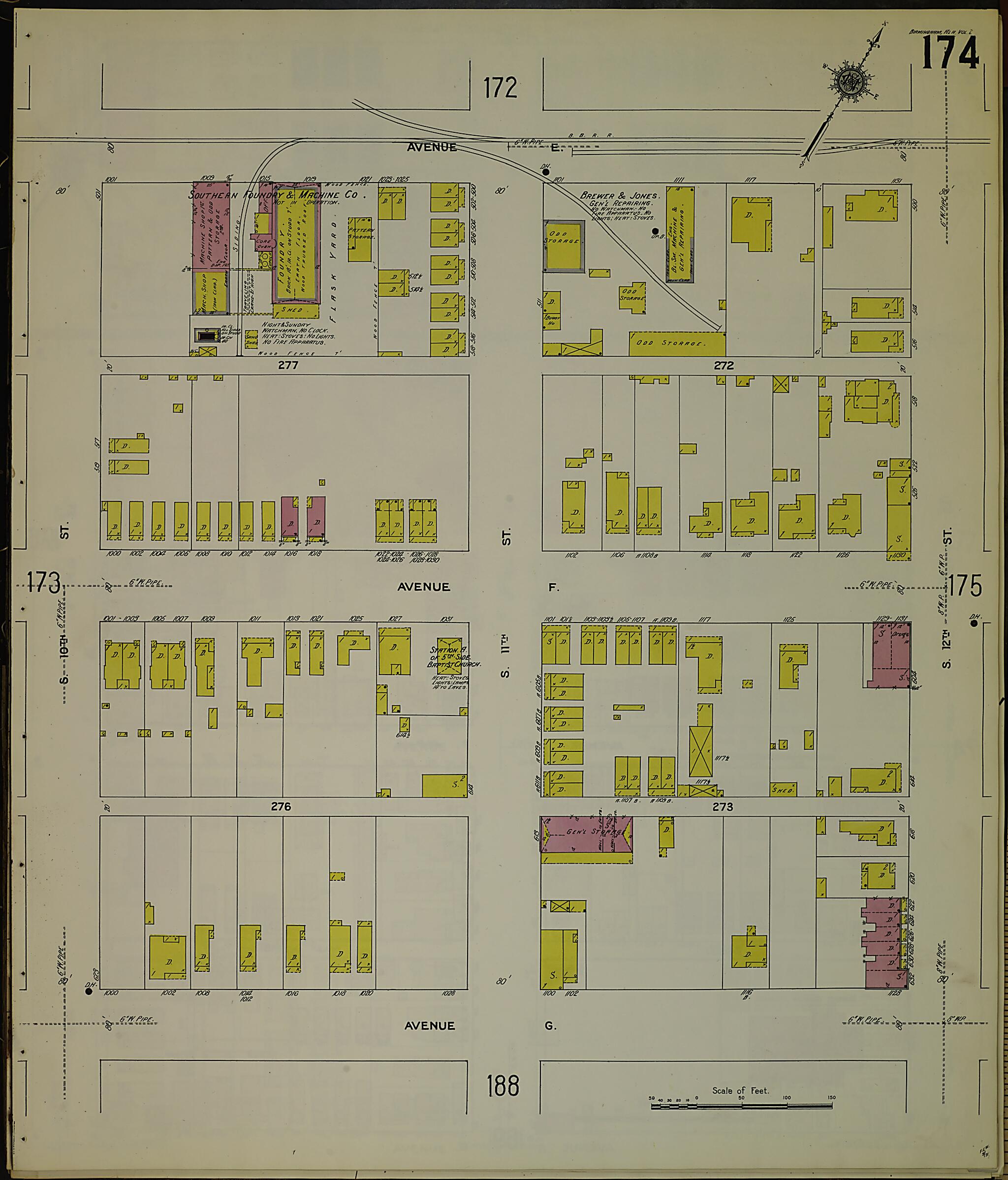 This old map of Birmingham, Jefferson County, Alabama was created by Sanborn Map Company in 1911