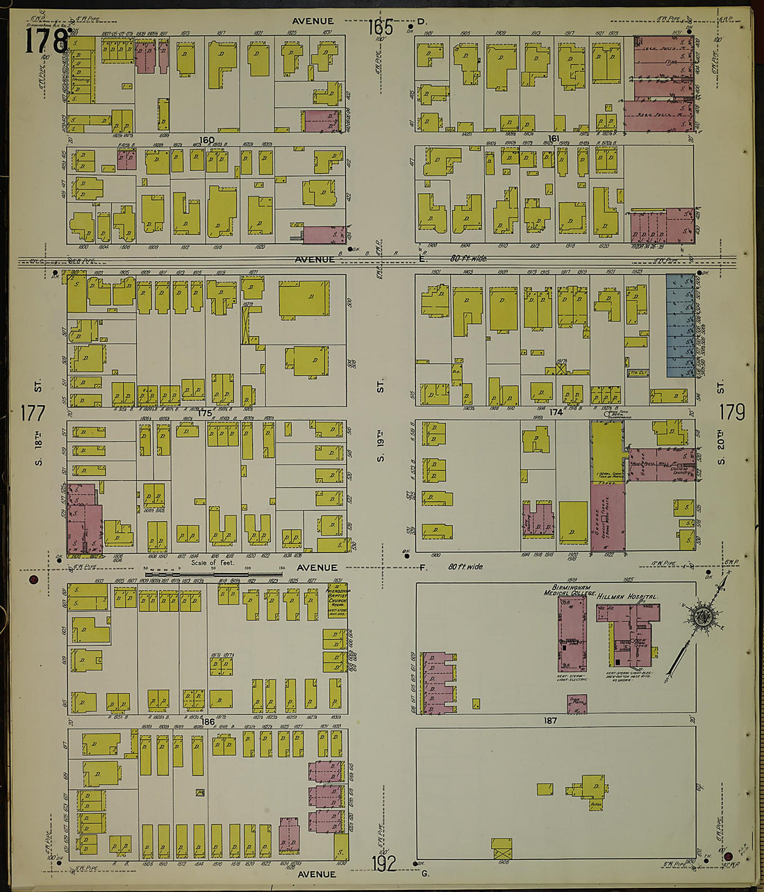 This old map of Birmingham, Jefferson County, Alabama was created by Sanborn Map Company in 1911