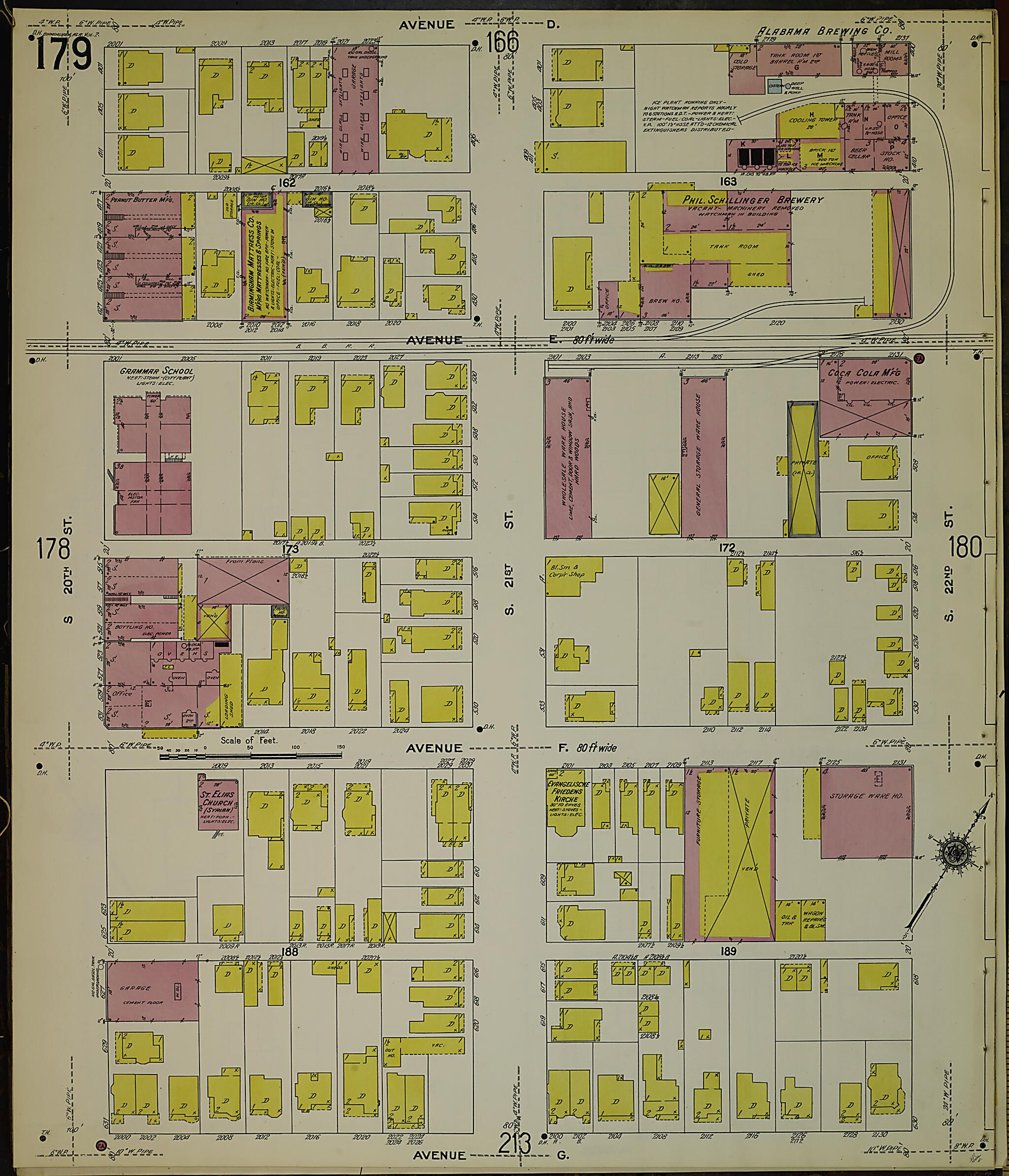 This old map of Birmingham, Jefferson County, Alabama was created by Sanborn Map Company in 1911