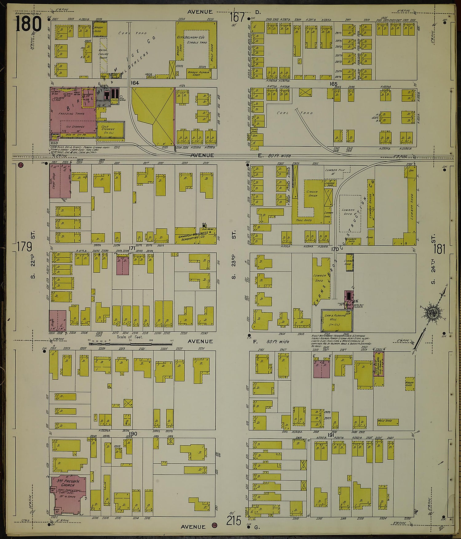 This old map of Birmingham, Jefferson County, Alabama was created by Sanborn Map Company in 1911