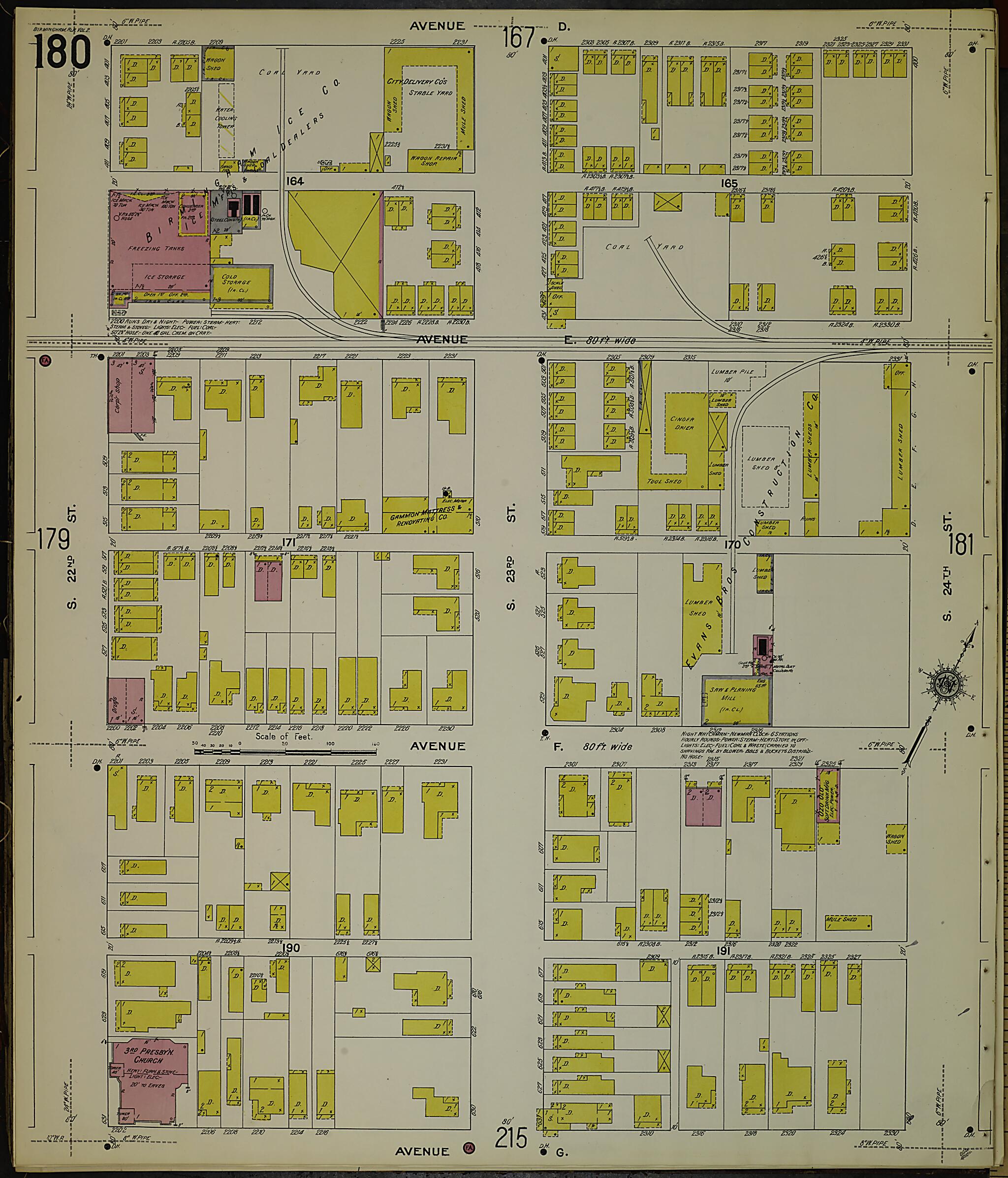 This old map of Birmingham, Jefferson County, Alabama was created by Sanborn Map Company in 1911