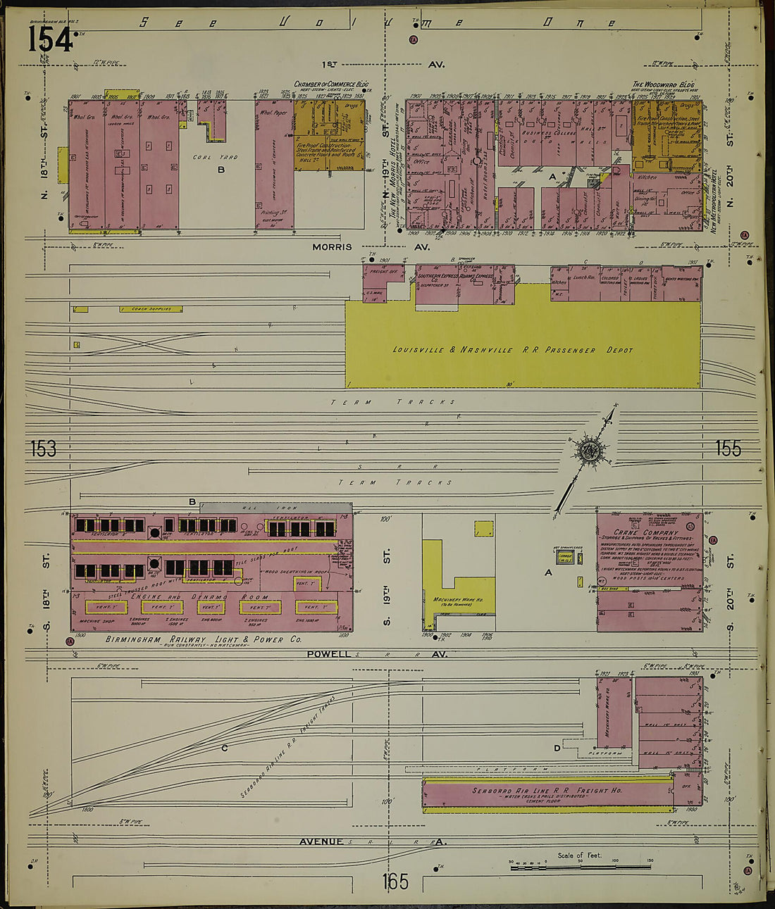 This old map of Birmingham, Jefferson County, Alabama was created by Sanborn Map Company in 1911