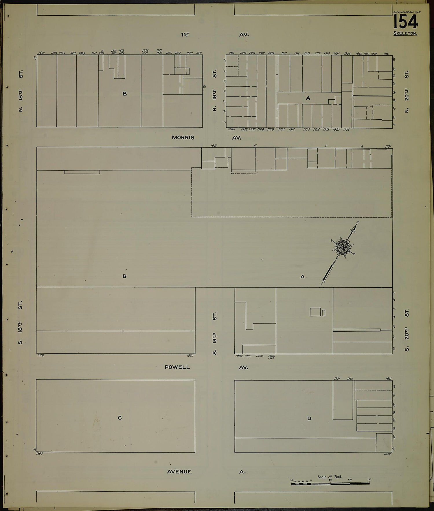 This old map of Birmingham, Jefferson County, Alabama was created by Sanborn Map Company in 1911