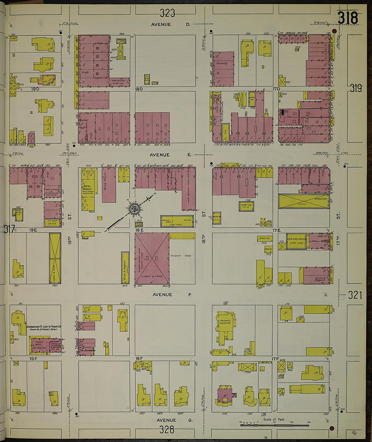 This old map of Birmingham, Jefferson County, Alabama was created by Sanborn Map Company in 1911