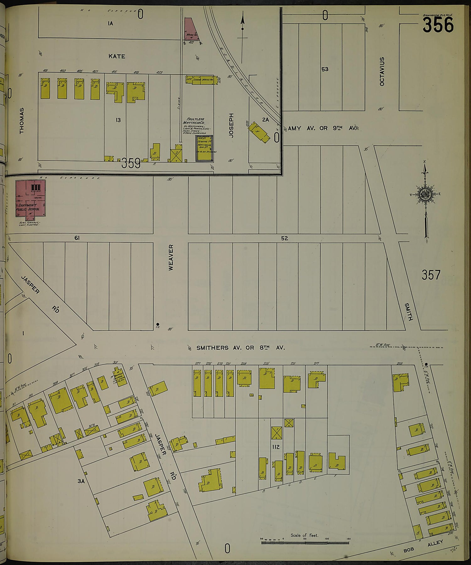 This old map of Birmingham, Jefferson County, Alabama was created by Sanborn Map Company in 1911